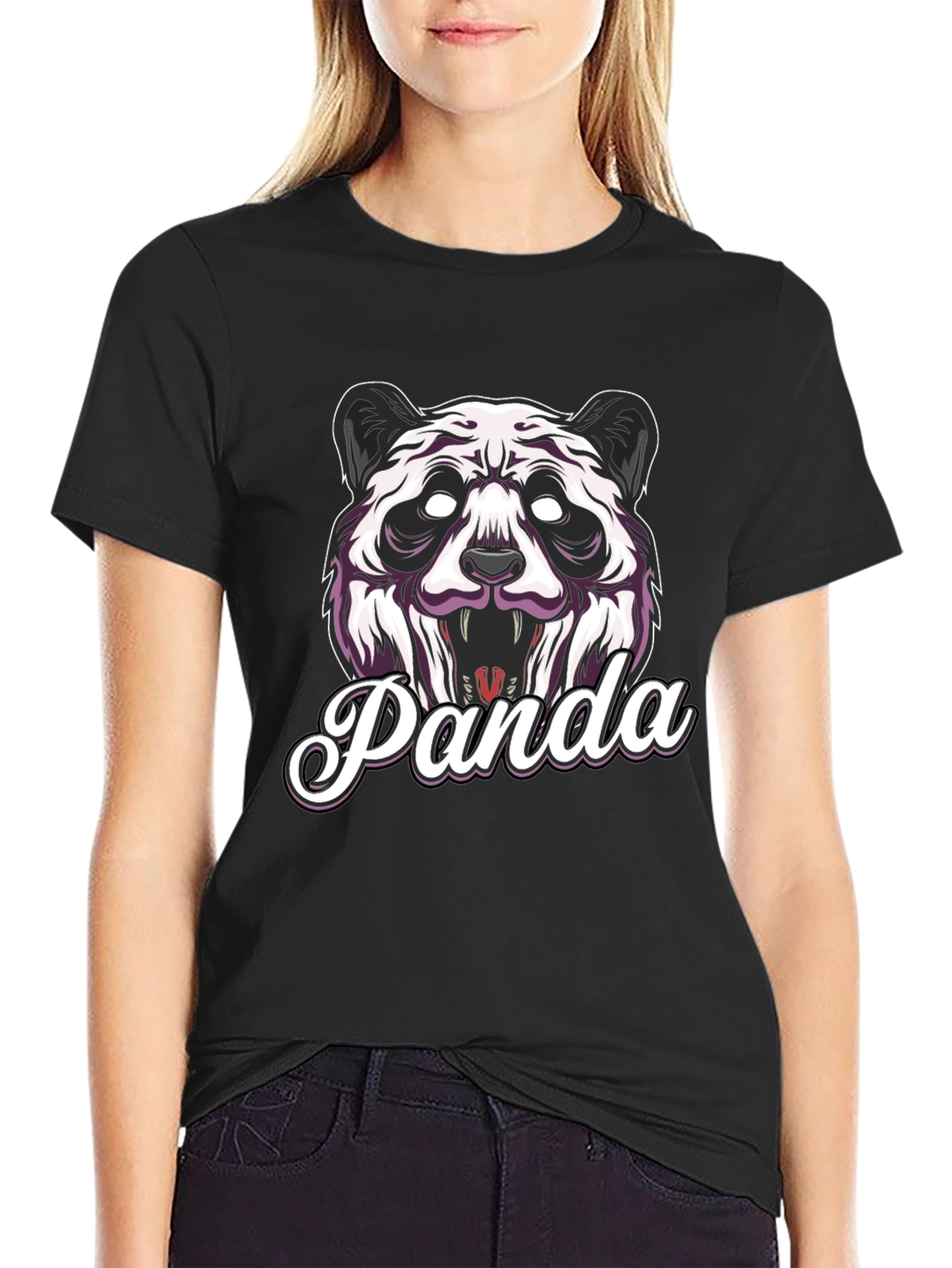 Mens Black Panda Graphic T-Shirt