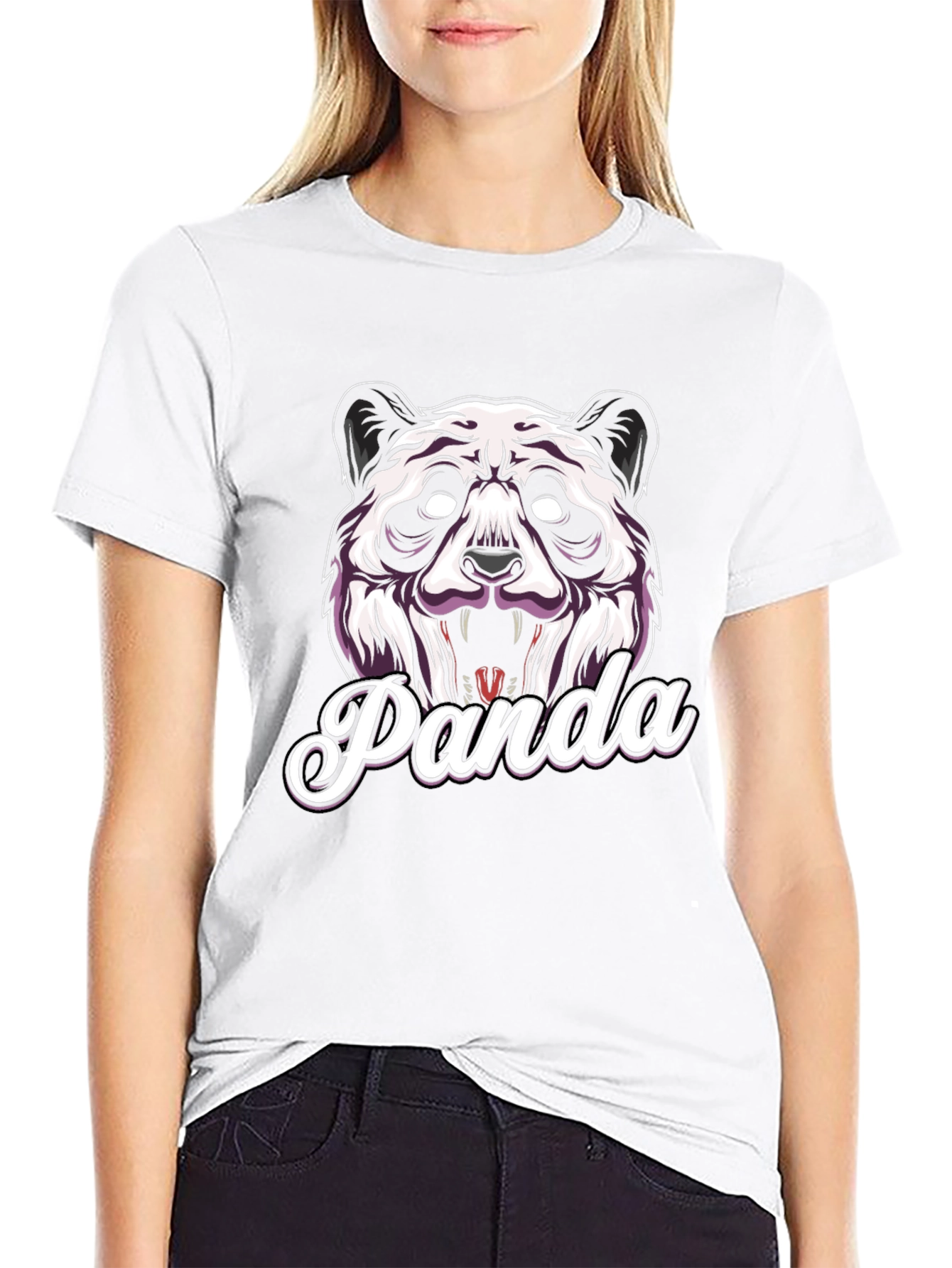 Mens Black Panda Graphic T-Shirt
