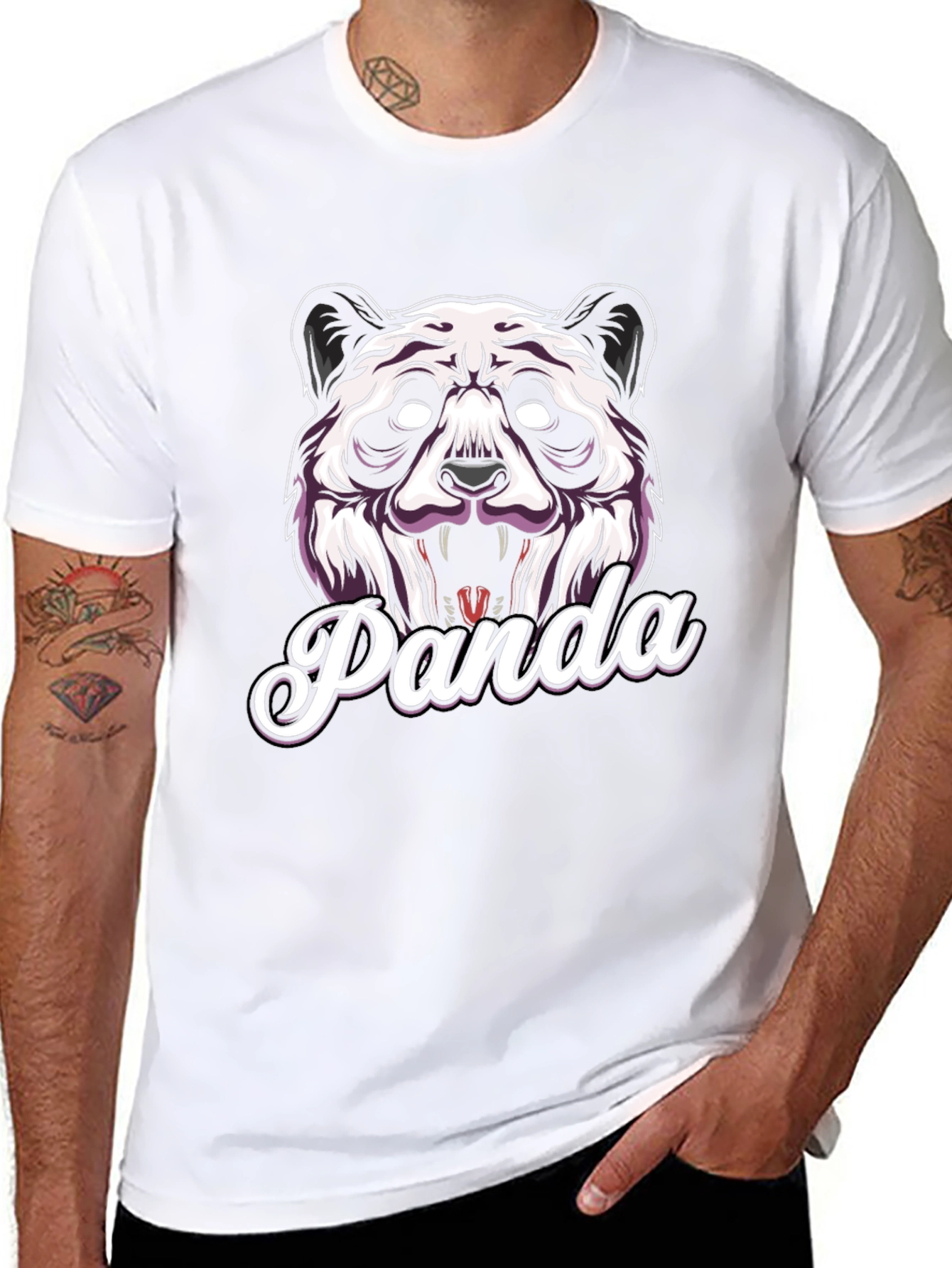 Mens Black Panda Graphic T-Shirt