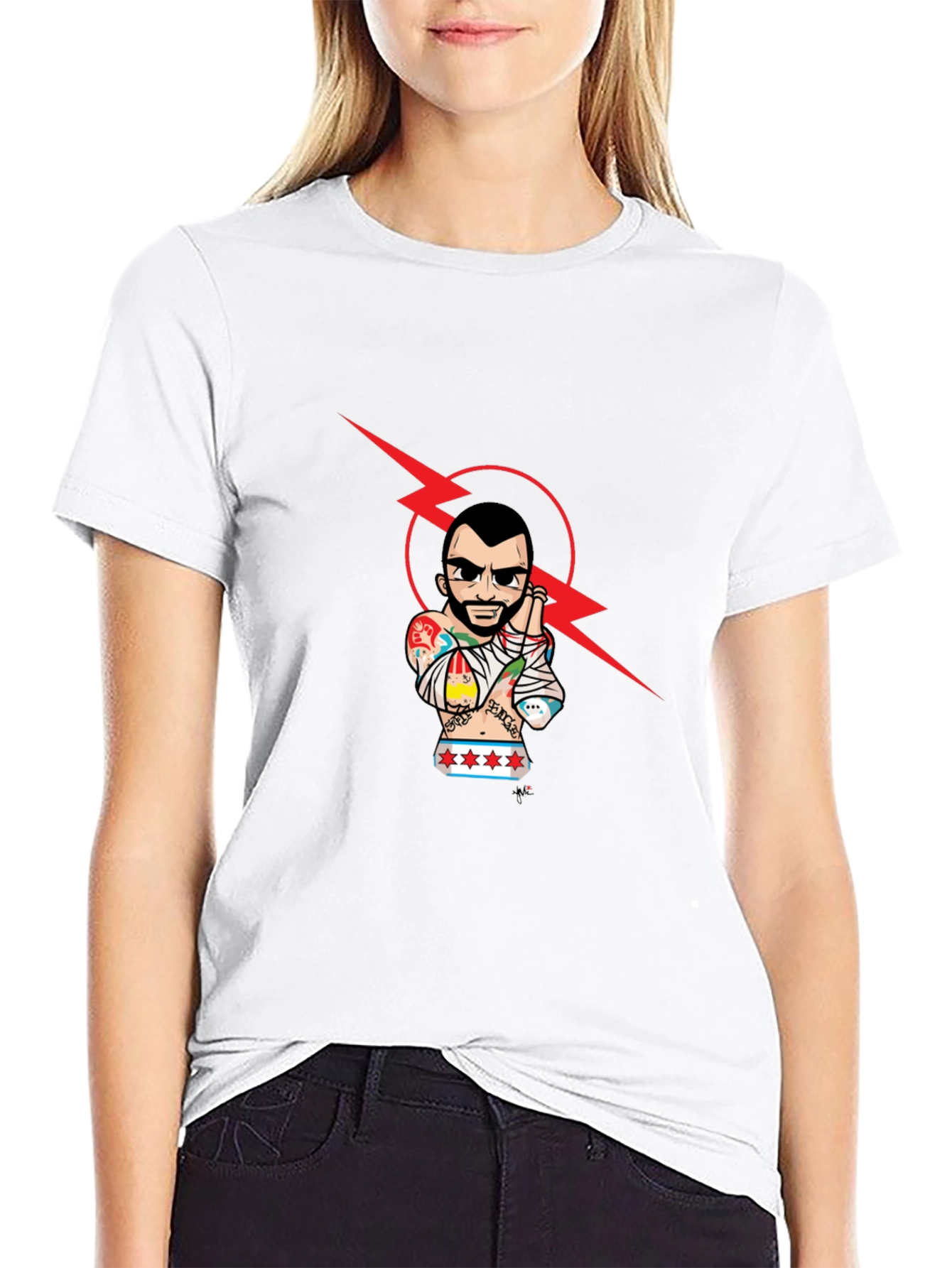 Graphic Tee - Tattooed Wrestler with Lightning Bolt
