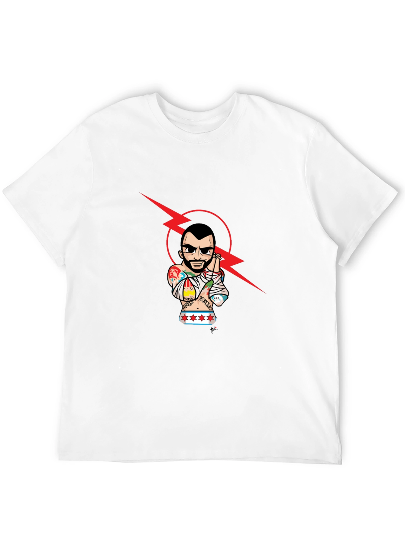 Graphic Tee - Tattooed Wrestler with Lightning Bolt