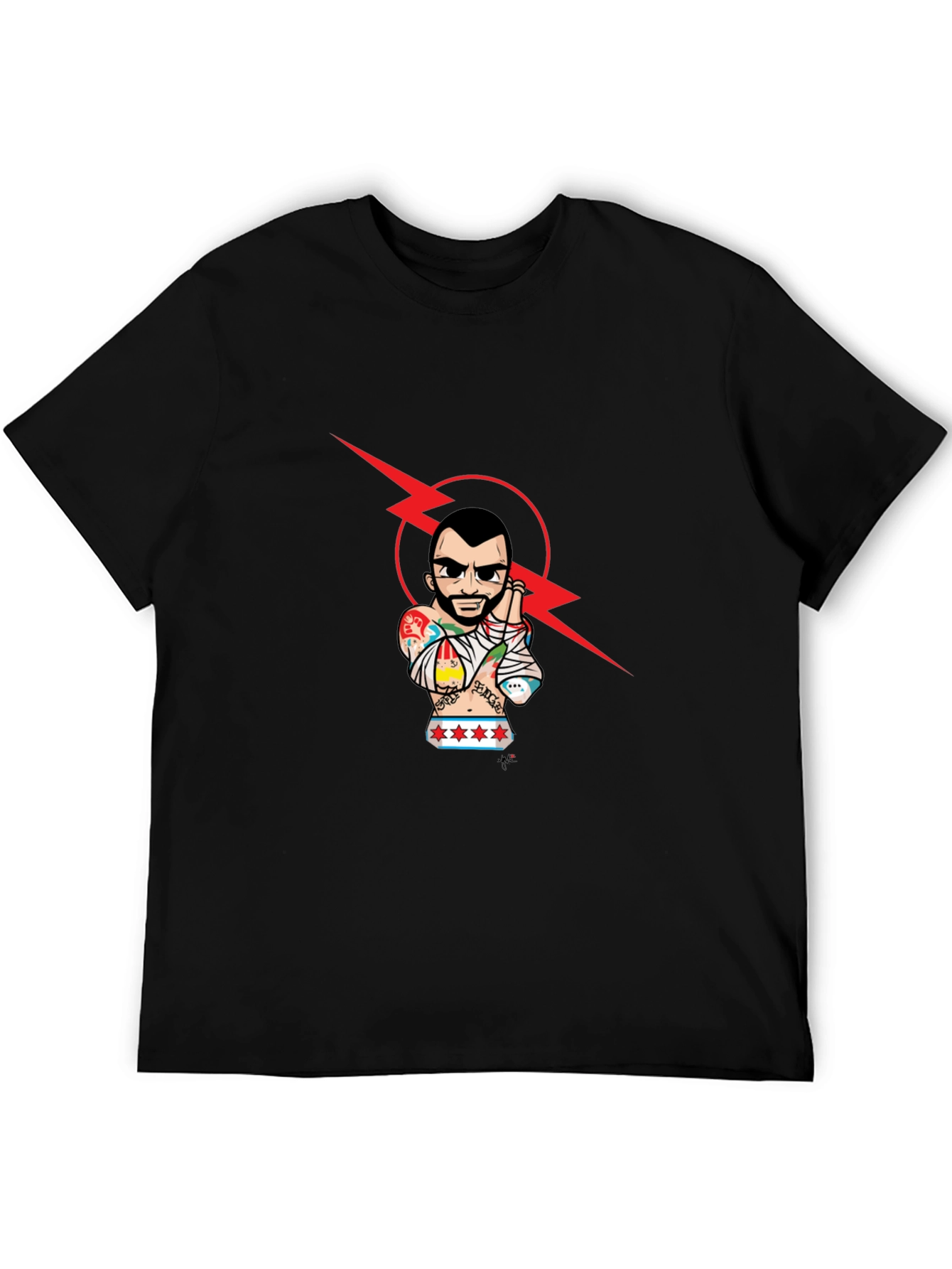 Graphic Tee - Tattooed Wrestler with Lightning Bolt