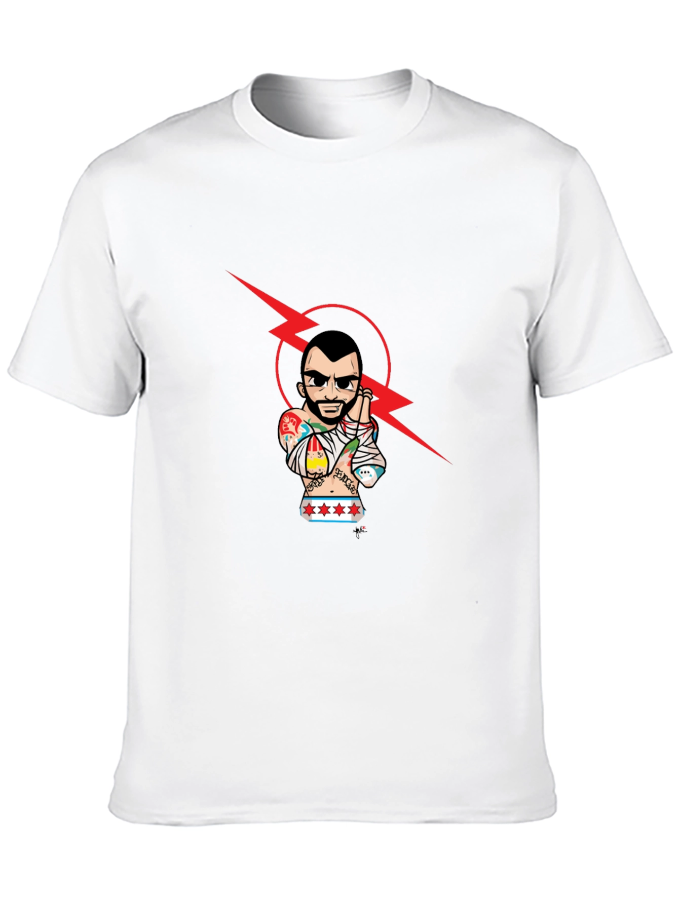 Graphic Tee - Tattooed Wrestler with Lightning Bolt