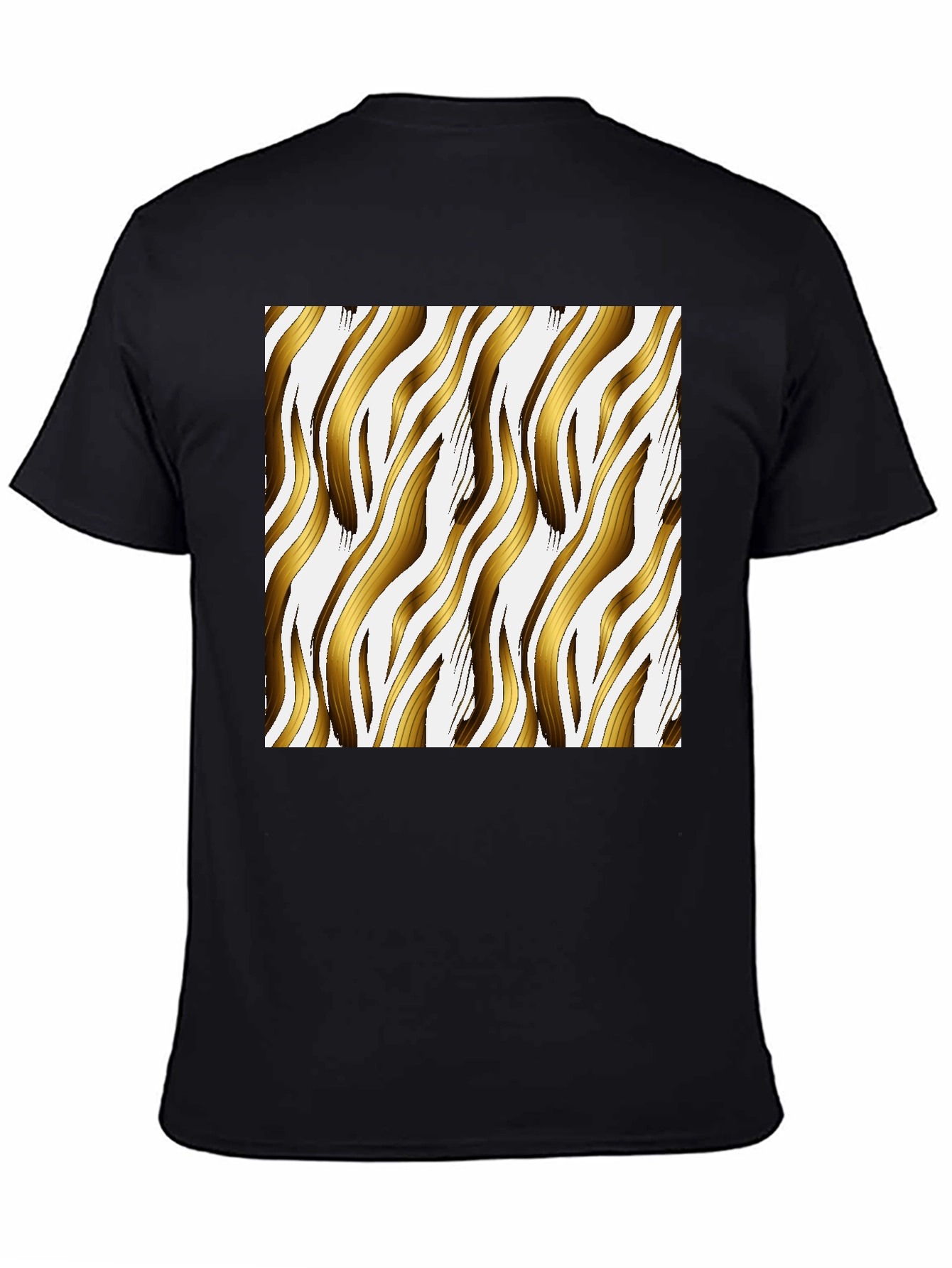 Gold Zebra Striped Graphic Print Black T-Shirt
