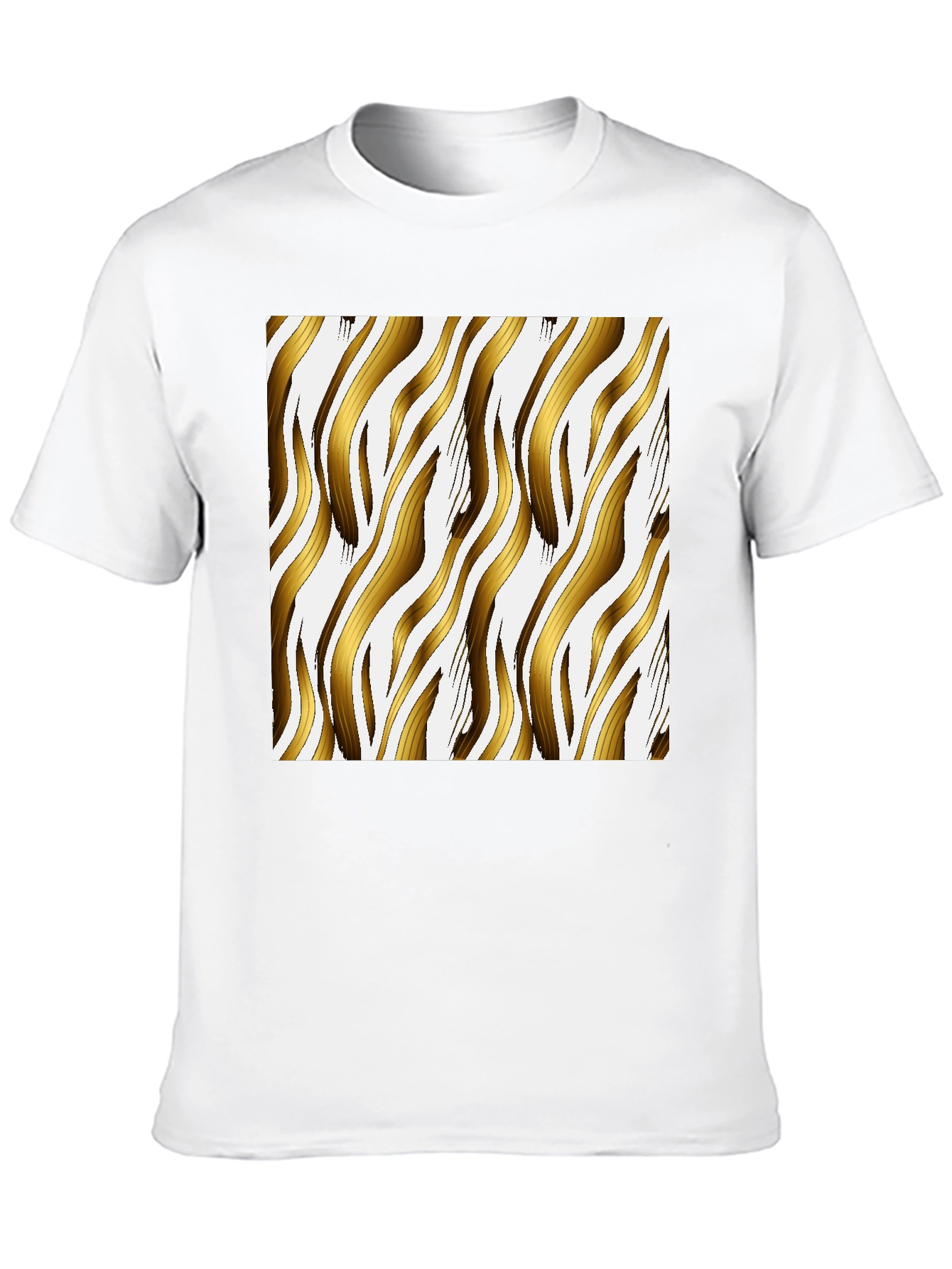 Gold Zebra Striped Graphic Print Black T-Shirt