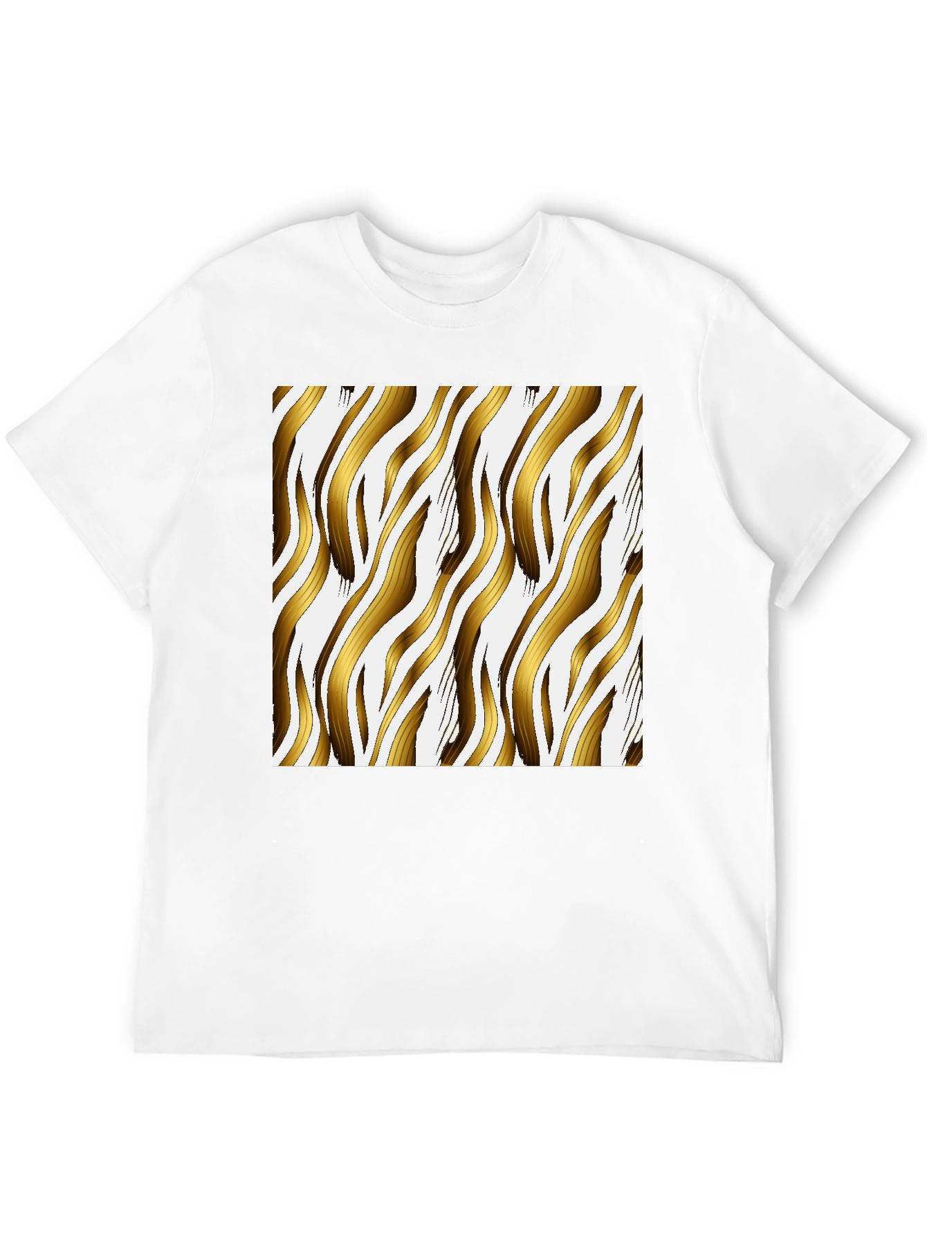 Gold Zebra Striped Graphic Print Black T-Shirt