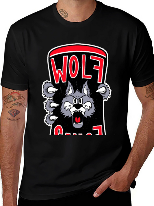Wolf Cartoon Graphic Print T-Shirt