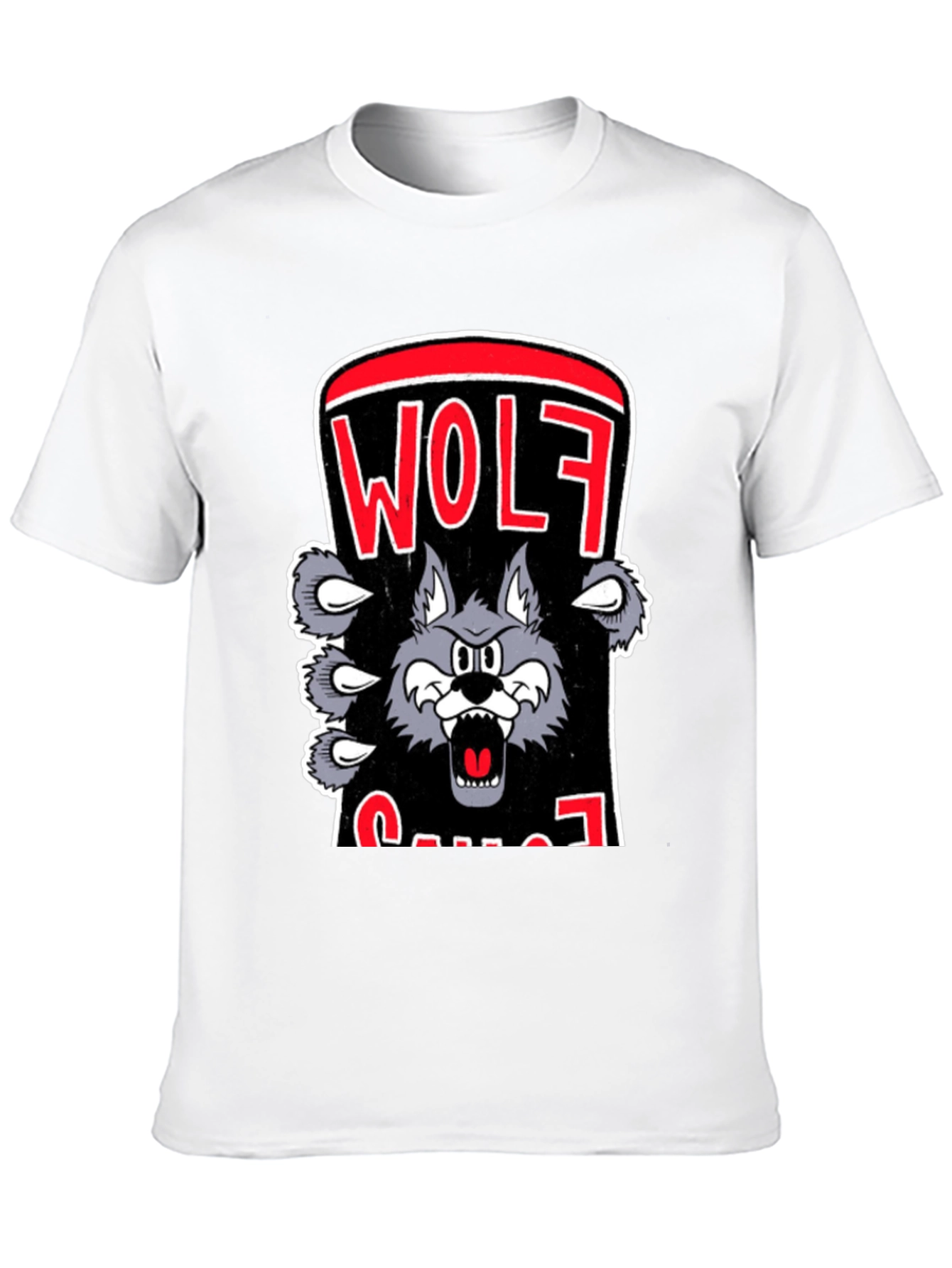 Wolf Cartoon Graphic Print T-Shirt