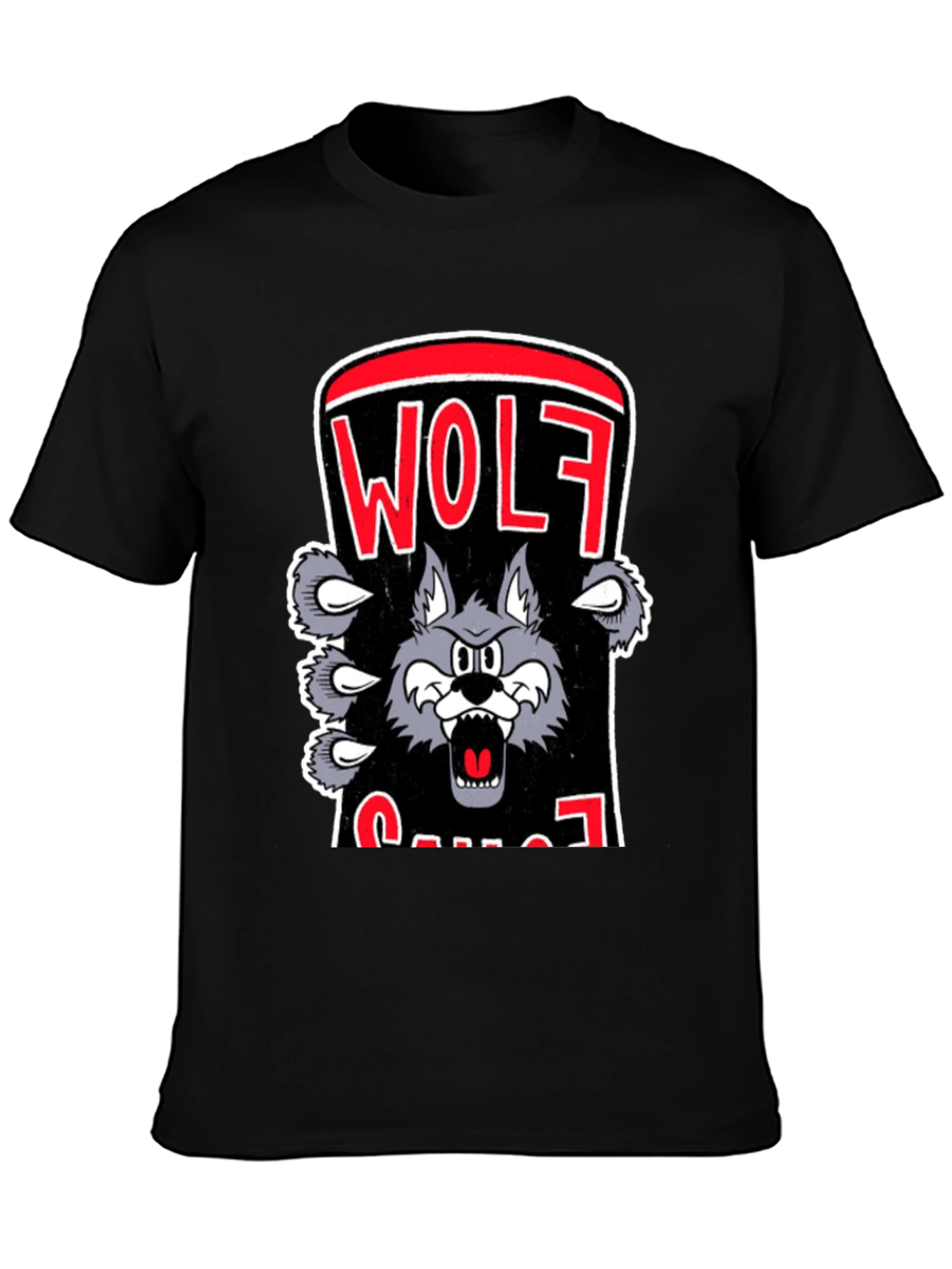 Wolf Cartoon Graphic Print T-Shirt
