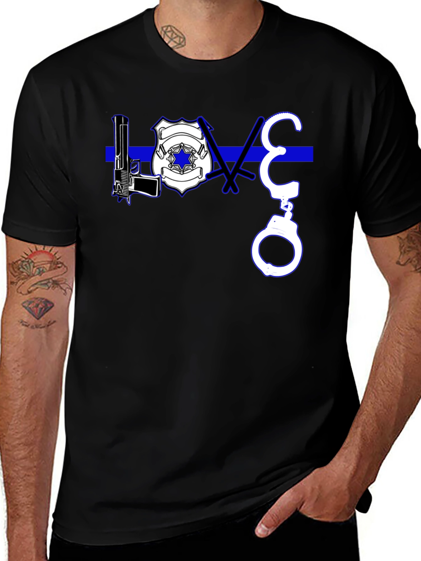 Thin Blue Line LOVE T-Shirt Police Support