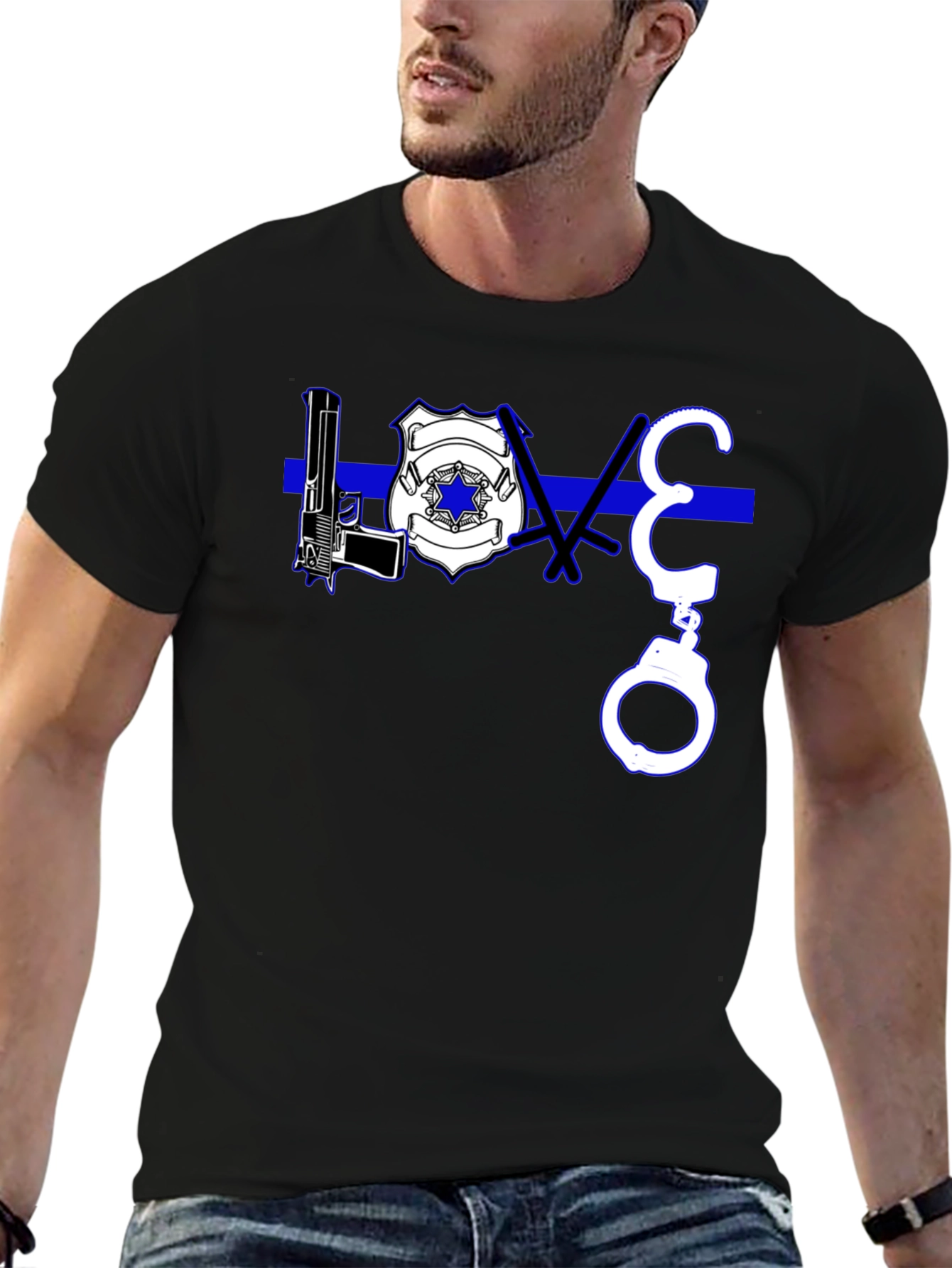 Thin Blue Line LOVE T-Shirt Police Support