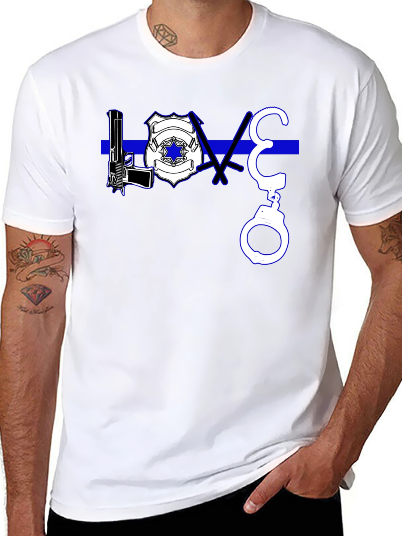 Thin Blue Line LOVE T-Shirt Police Support