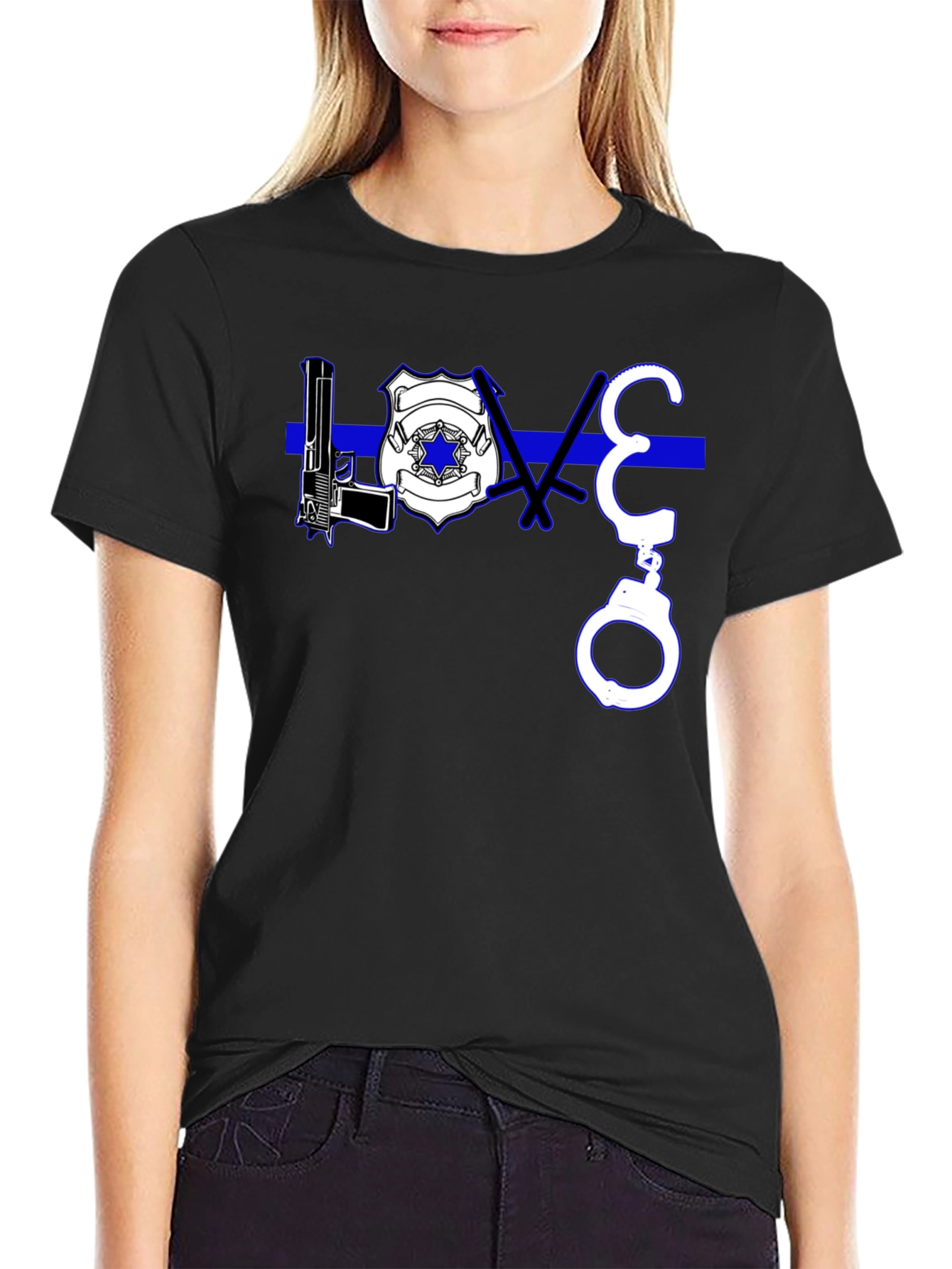 Thin Blue Line LOVE T-Shirt Police Support