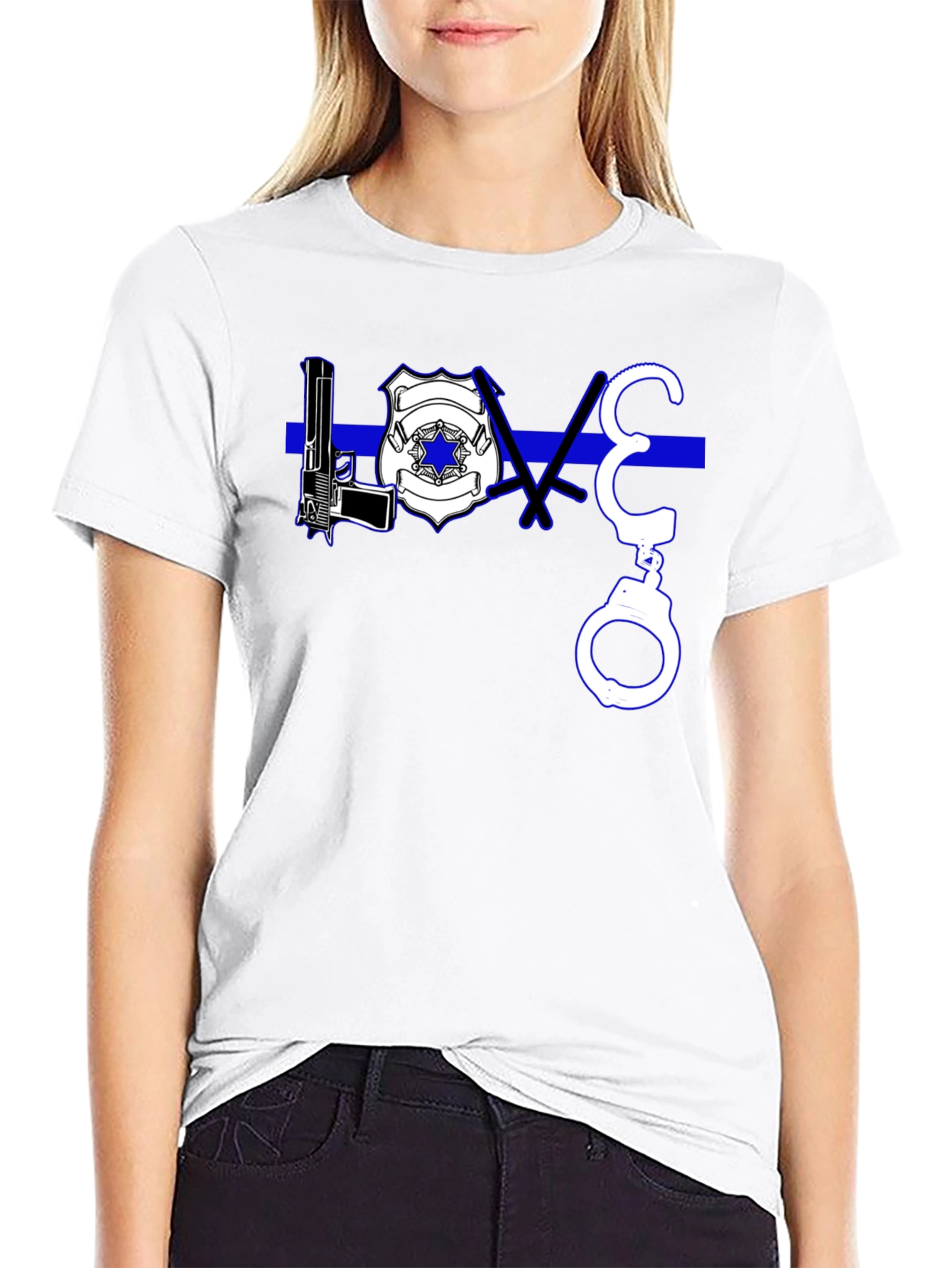 Thin Blue Line LOVE T-Shirt Police Support