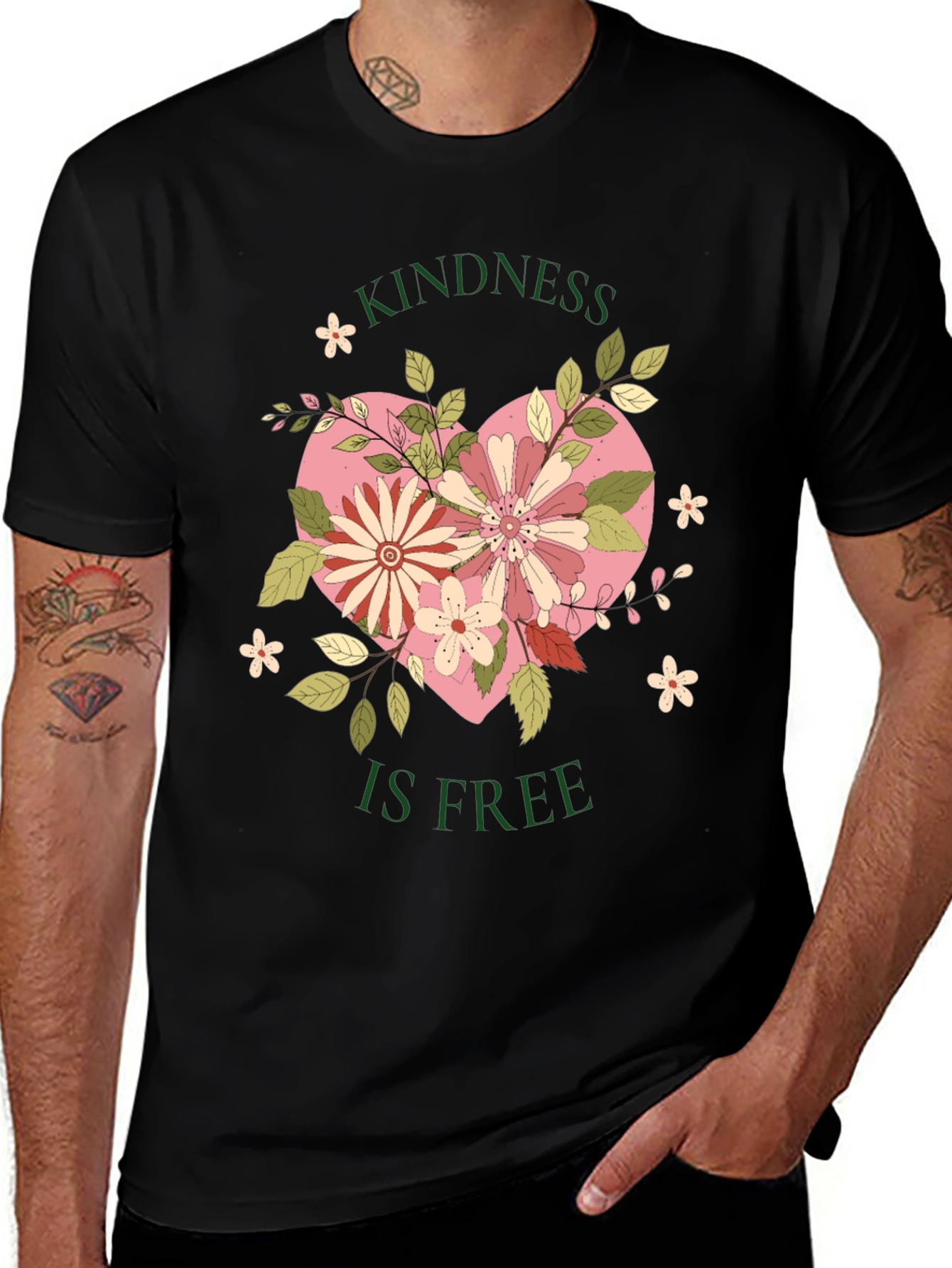 Kindness is Free Floral Heart Tee