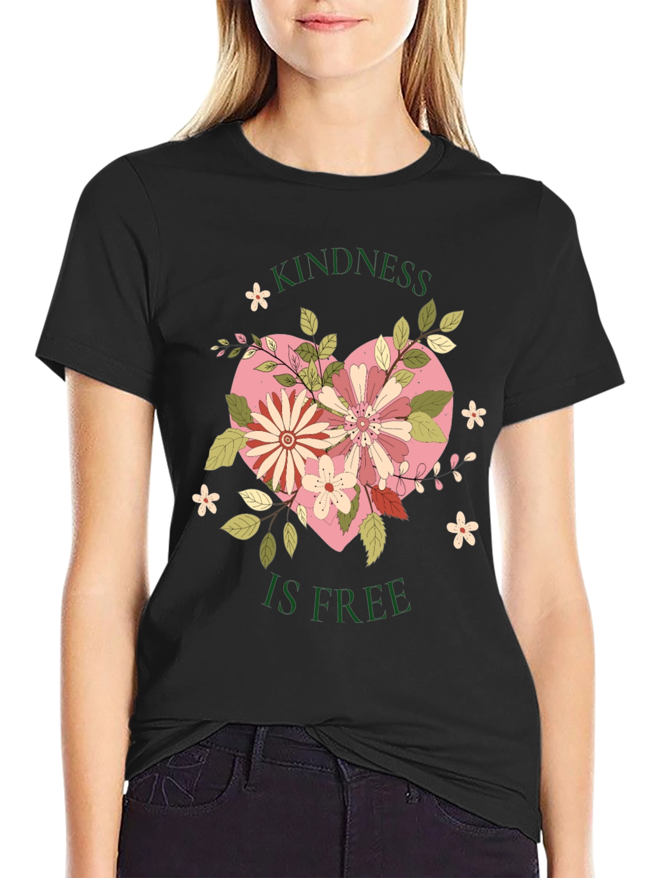 Kindness is Free Floral Heart Tee