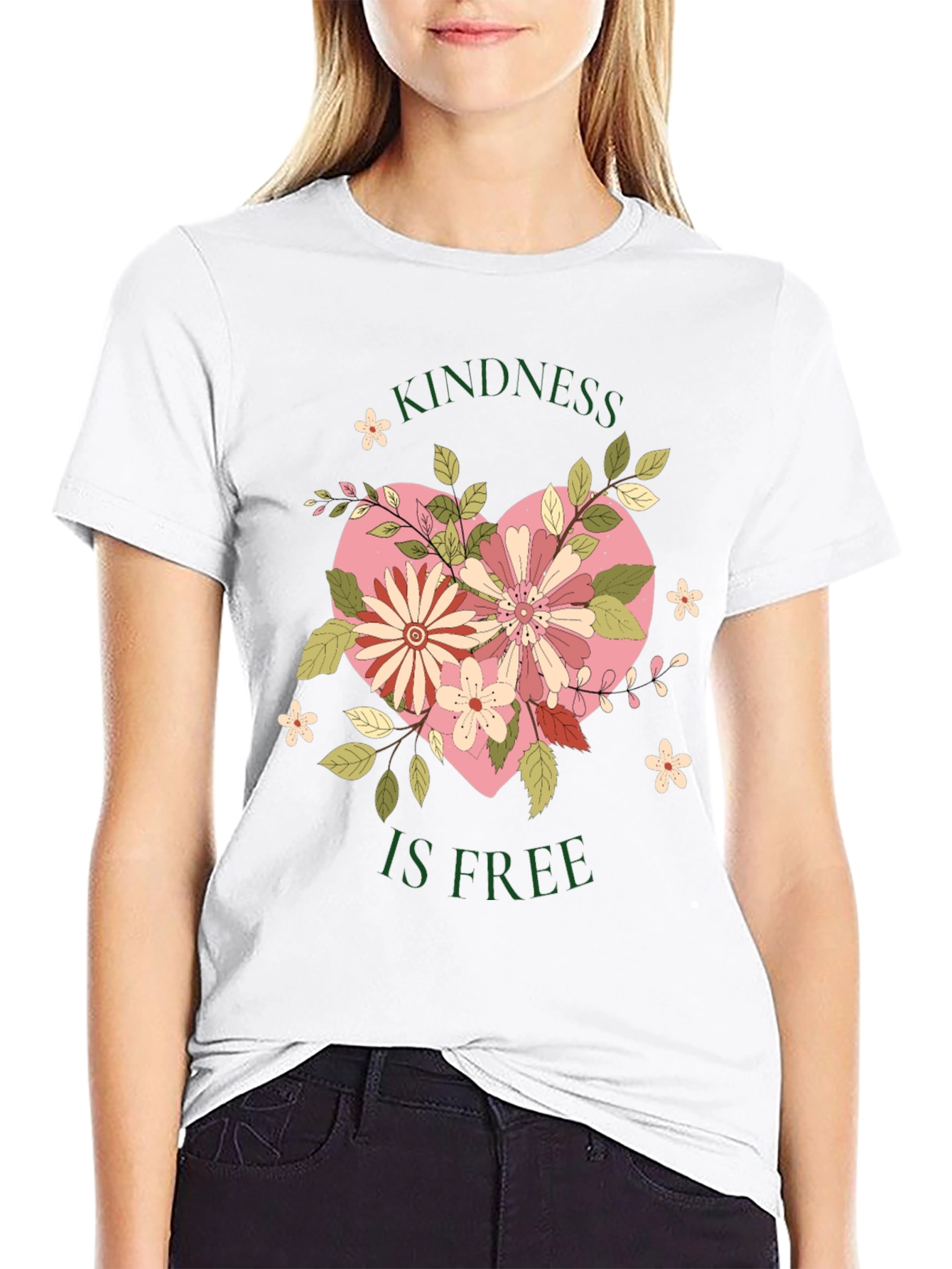 Kindness is Free Floral Heart Tee