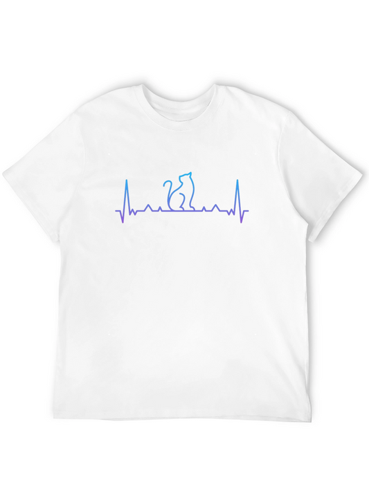 Cat Heartbeat T-Shirt - Black