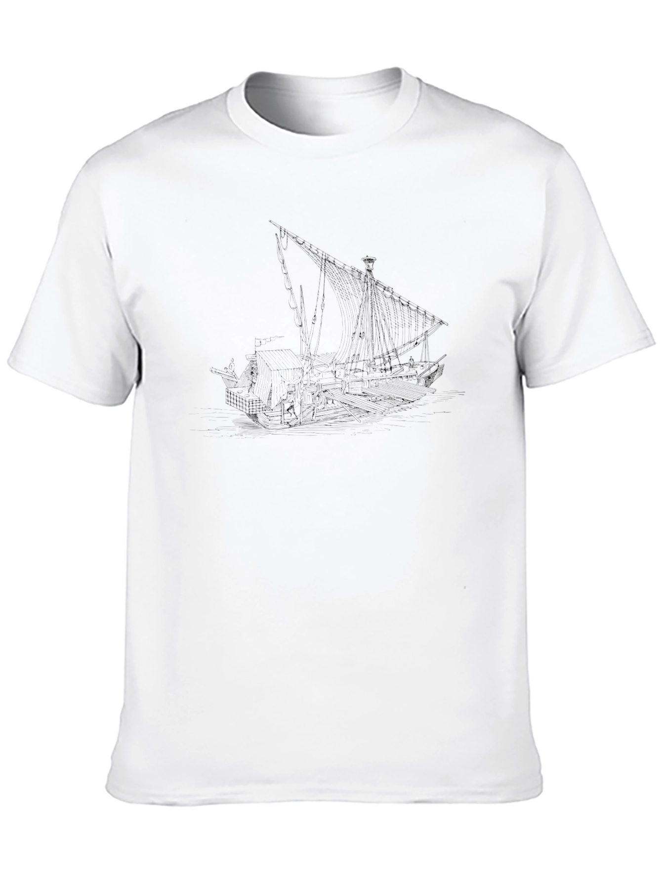 Nautical Ship Graphic T-Shirt - Black