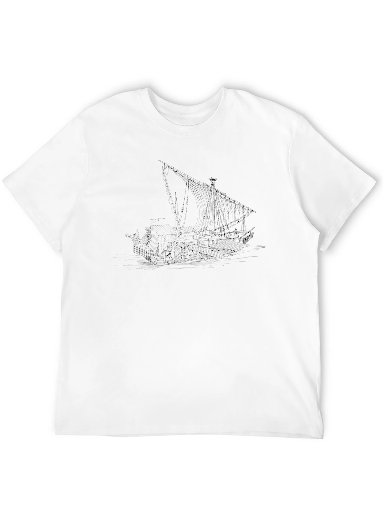 Nautical Ship Graphic T-Shirt - Black