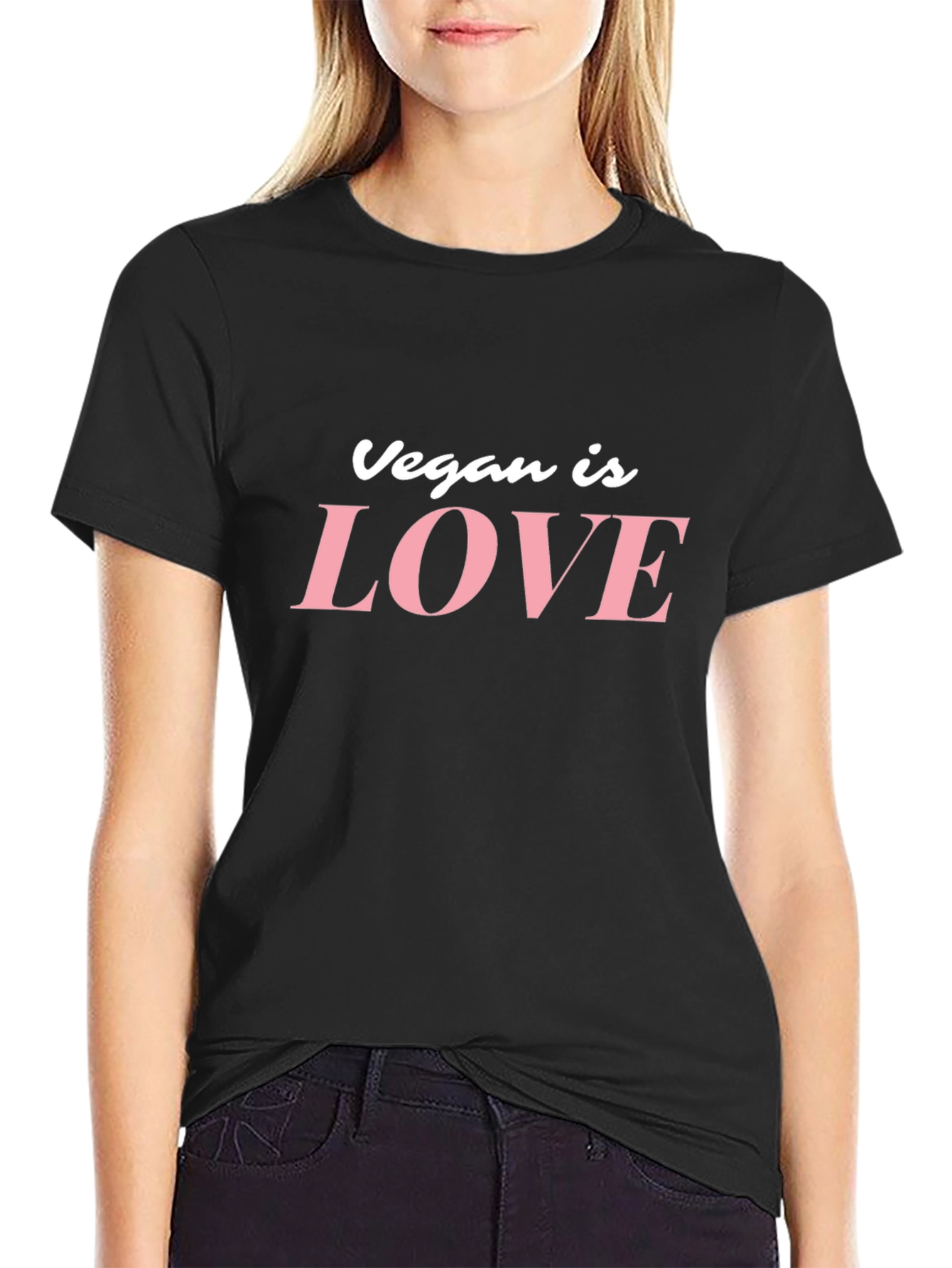 Vegan is Love Graphic Tee - Black