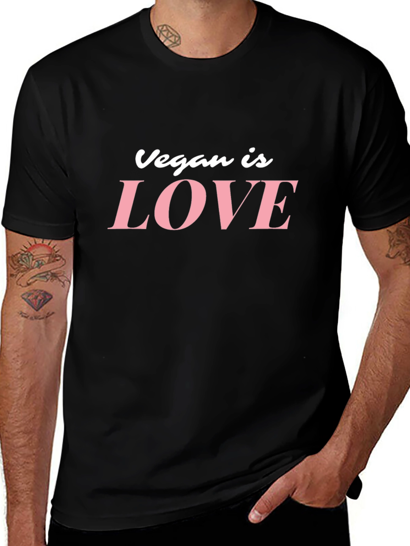 Vegan is Love Graphic Tee - Black