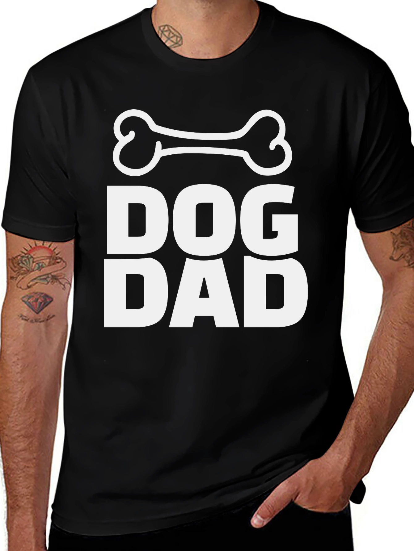 Dog Dad Tee - Black Cotton Blend Casual