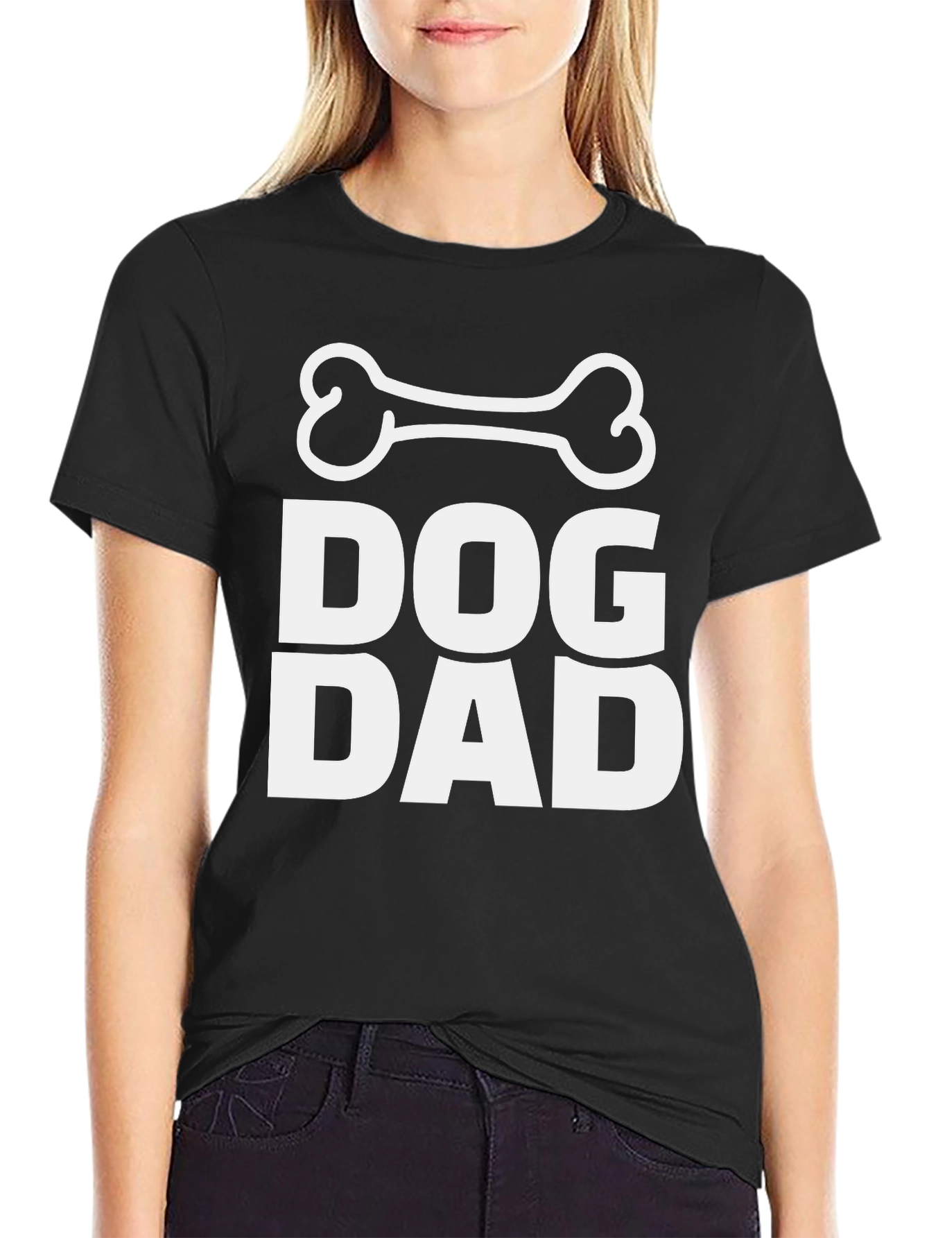 Dog Dad Tee - Black Cotton Blend Casual