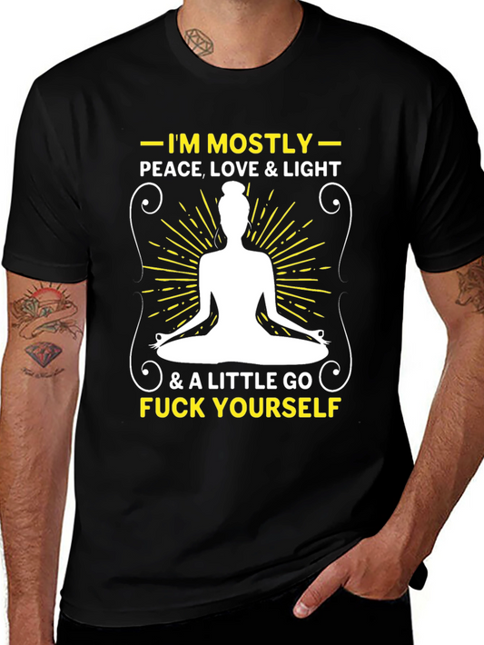Peace Love & Light T-Shirt - Funny Yoga Meditation Tee