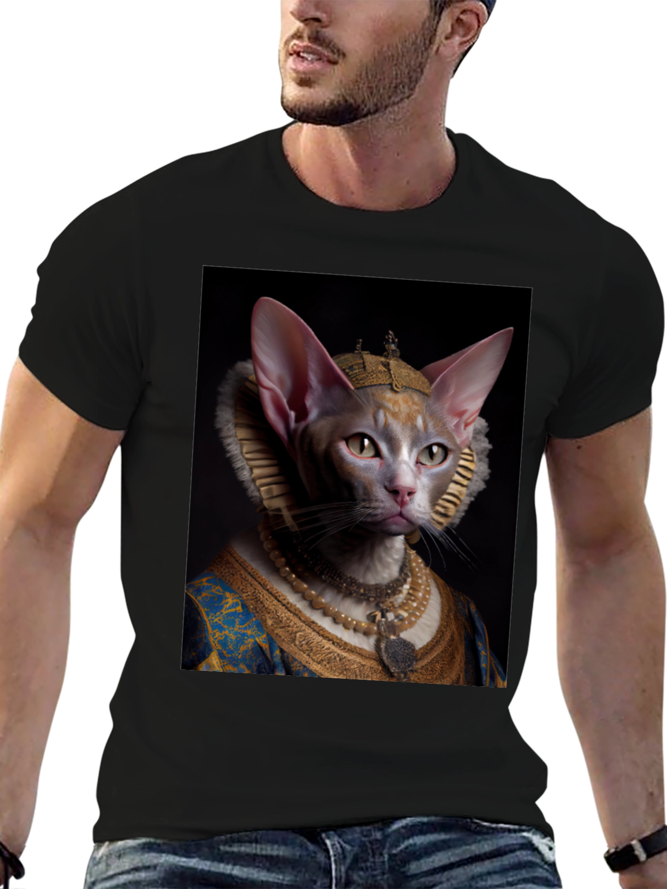 Regal Feline T-Shirt - Sphynx Cat Renaissance Portrait