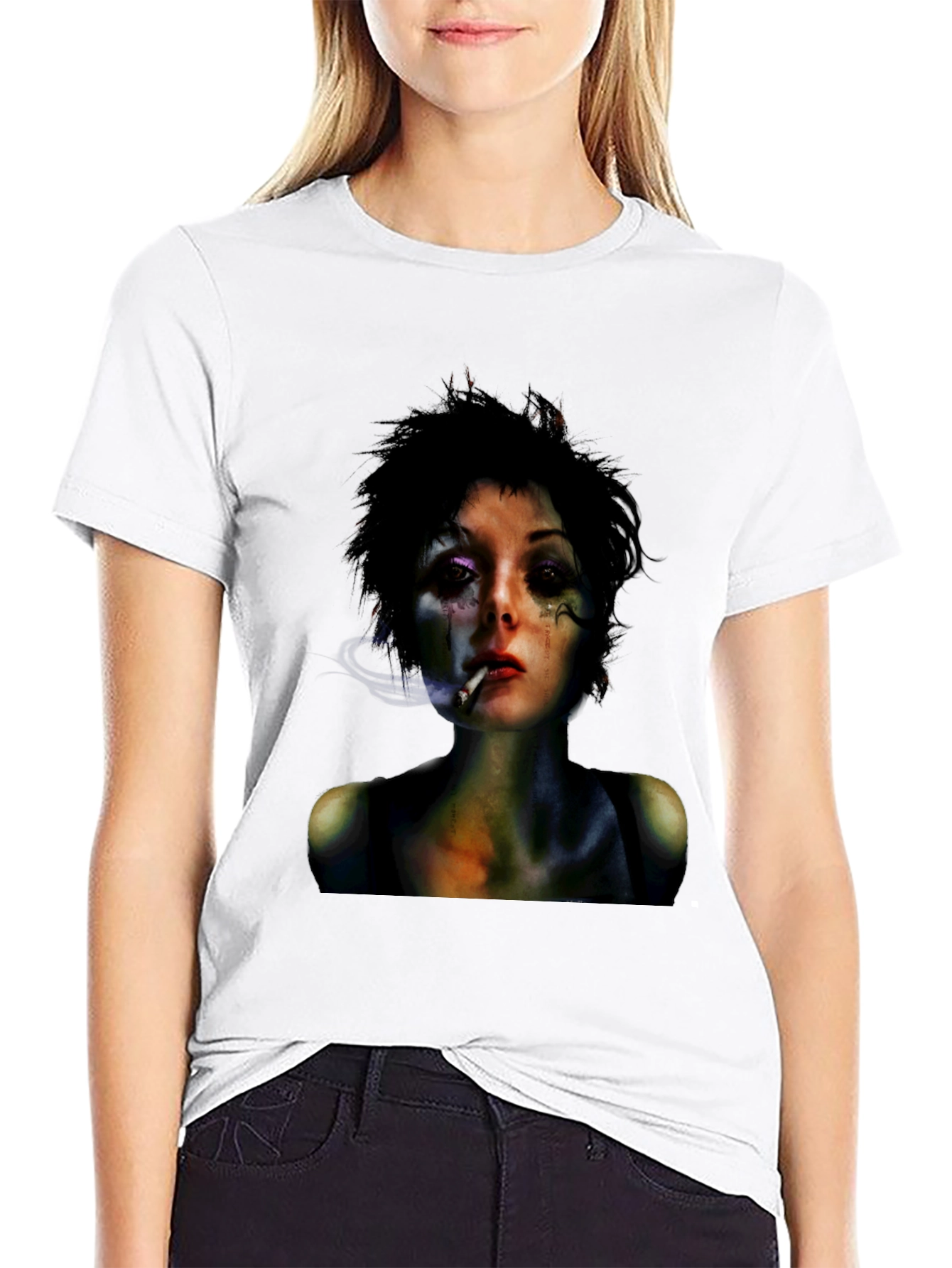 Edgy Woman Graphic Black T-Shirt