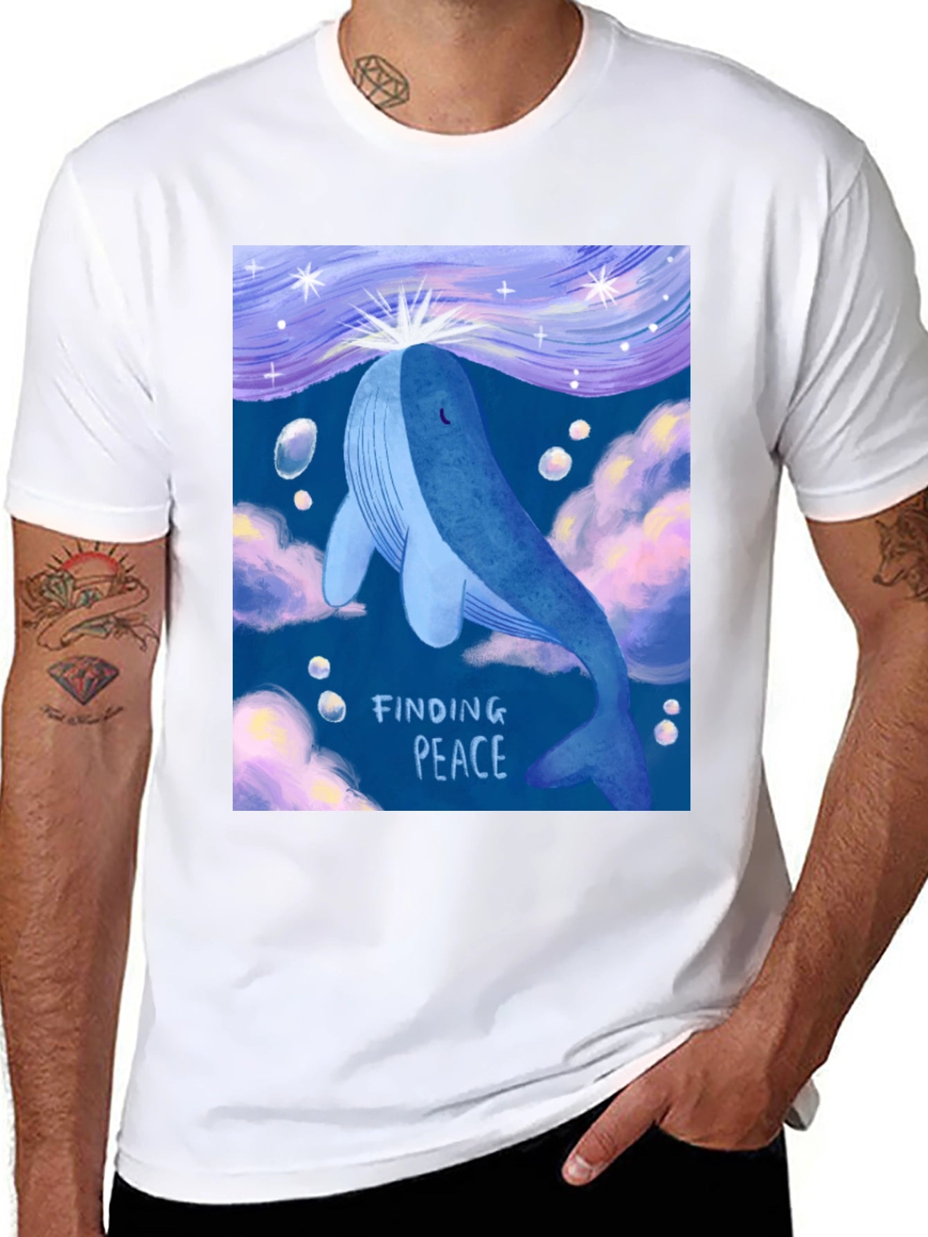 Whale Finding Peace Graphic T-Shirt