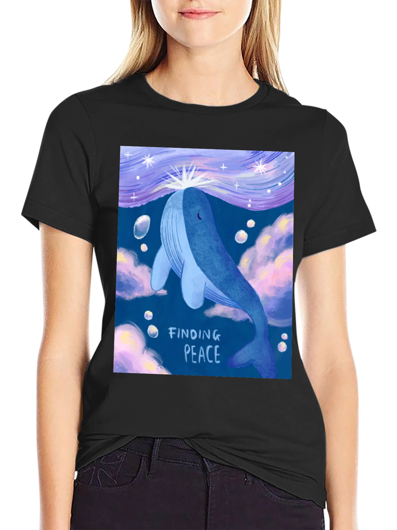 Whale Finding Peace Graphic T-Shirt