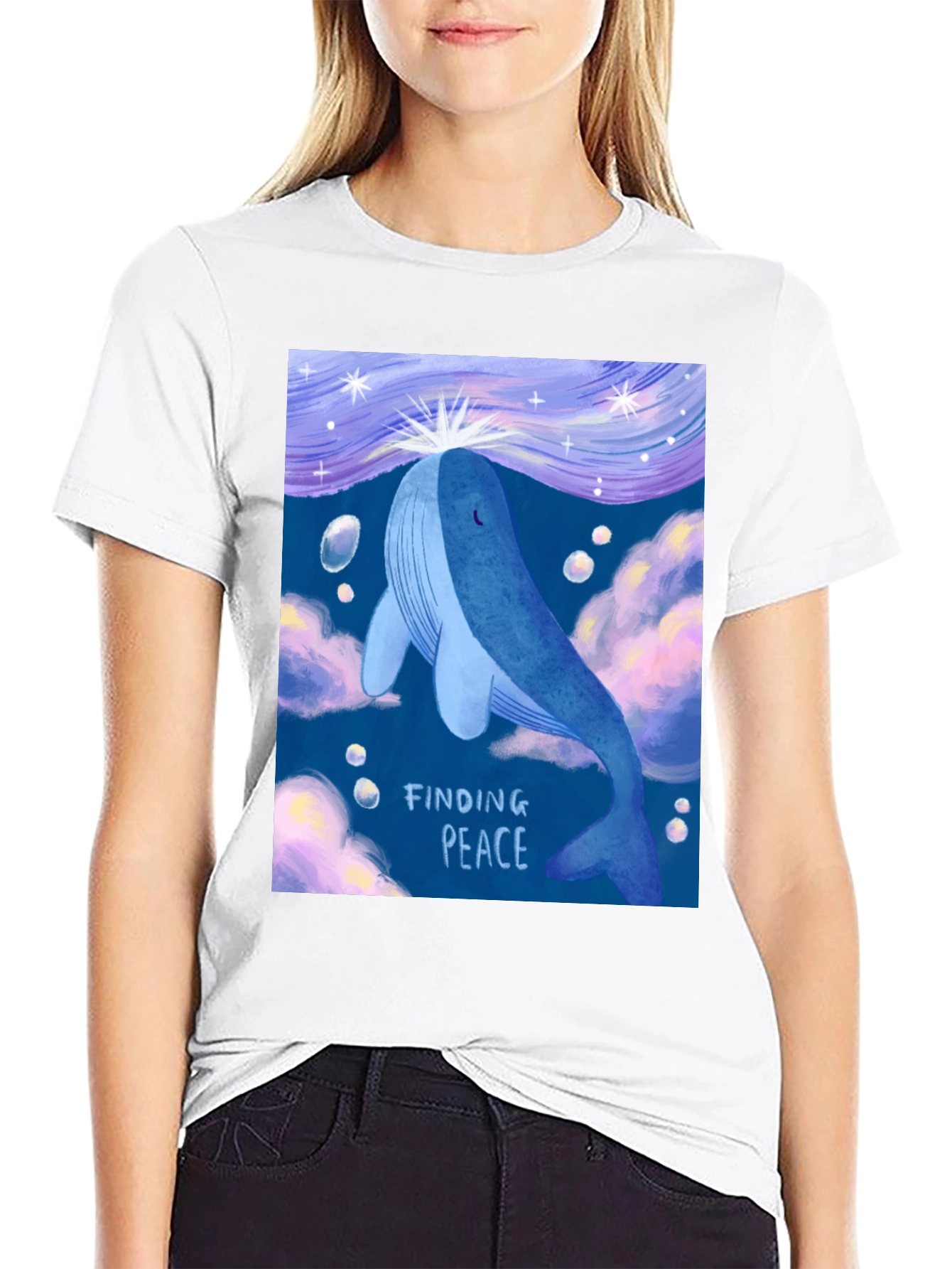 Whale Finding Peace Graphic T-Shirt