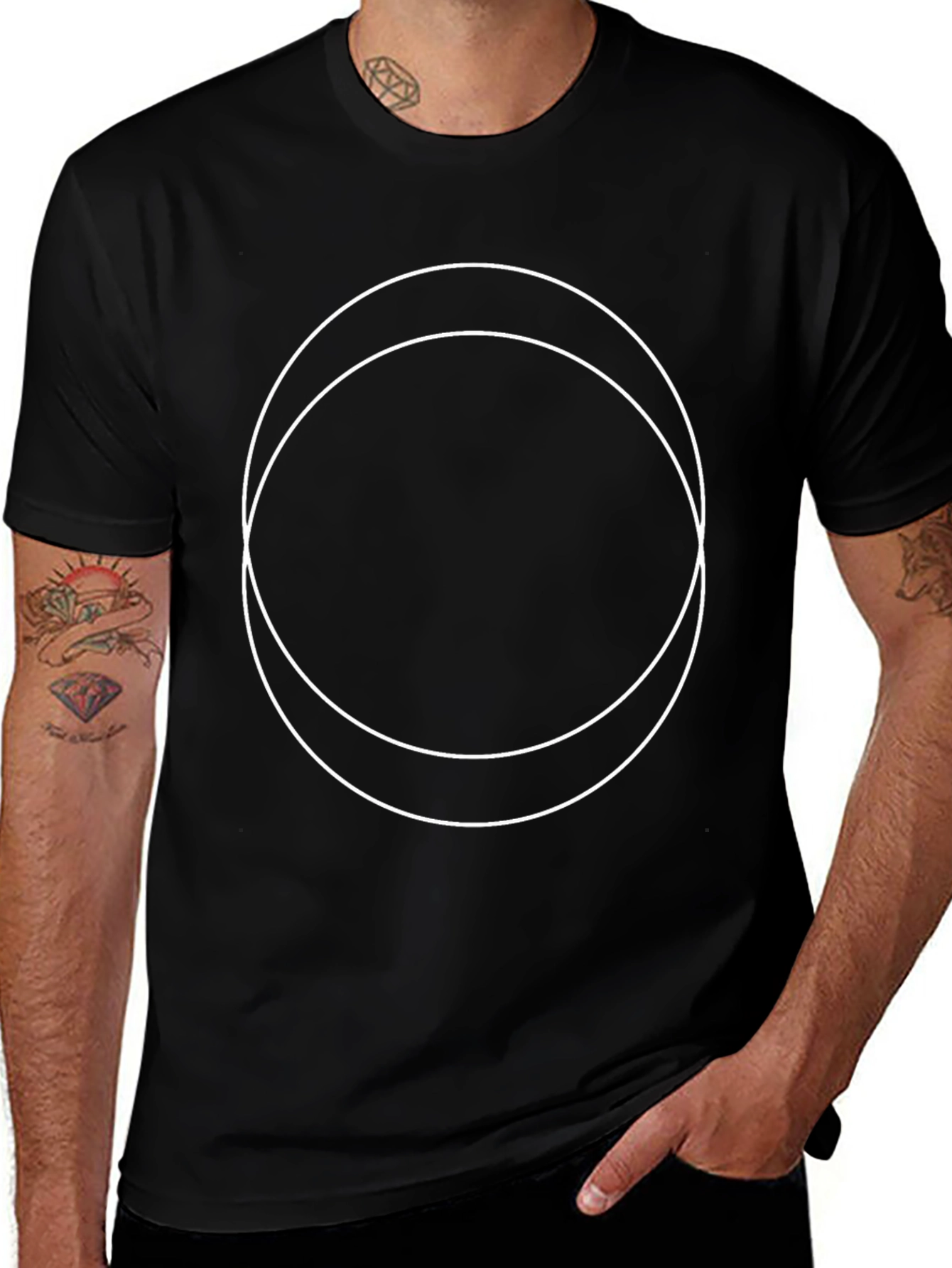 Minimalist Black T-Shirt with Circle Design