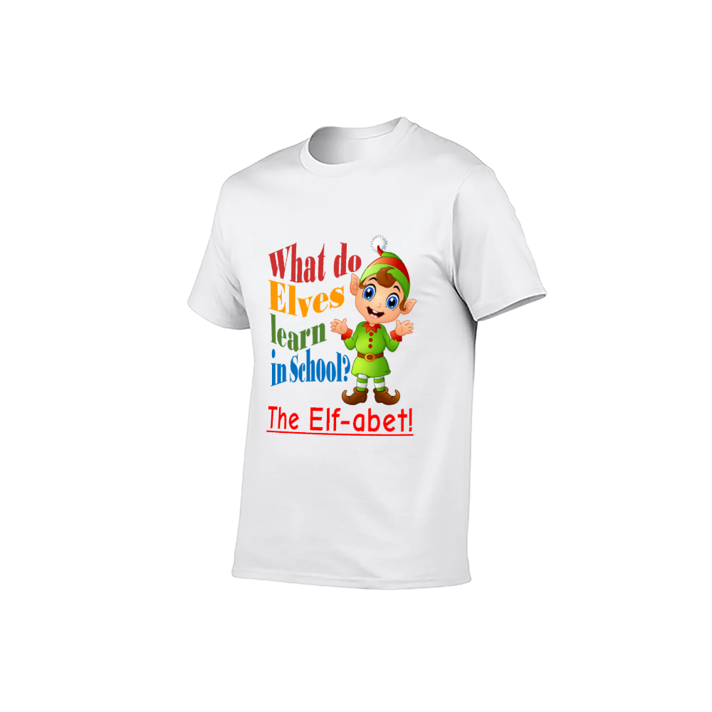 Whimsical "What Do Elves Learn in School?" Pun T-Shirt - 100% Cotton | Fun Christmas Gift | Cute Holiday Humor Tee