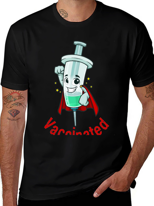 Vaccinated Hero Cartoon Syringe T-Shirt