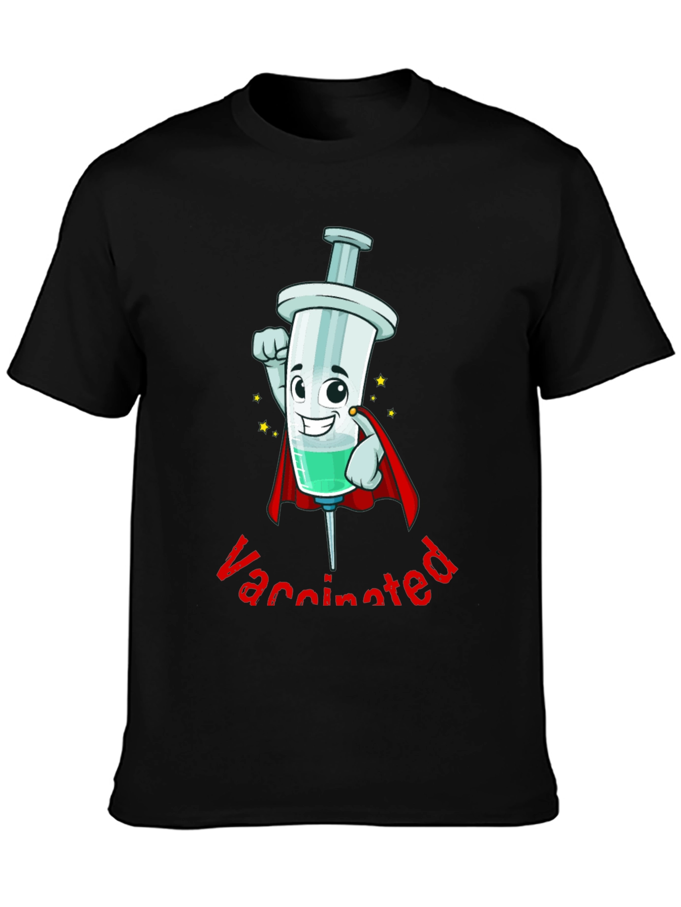 Vaccinated Hero Cartoon Syringe T-Shirt