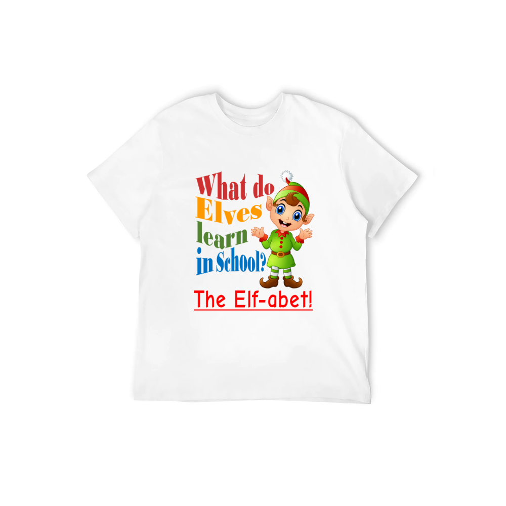 Whimsical "What Do Elves Learn in School?" Pun T-Shirt - 100% Cotton | Fun Christmas Gift | Cute Holiday Humor Tee