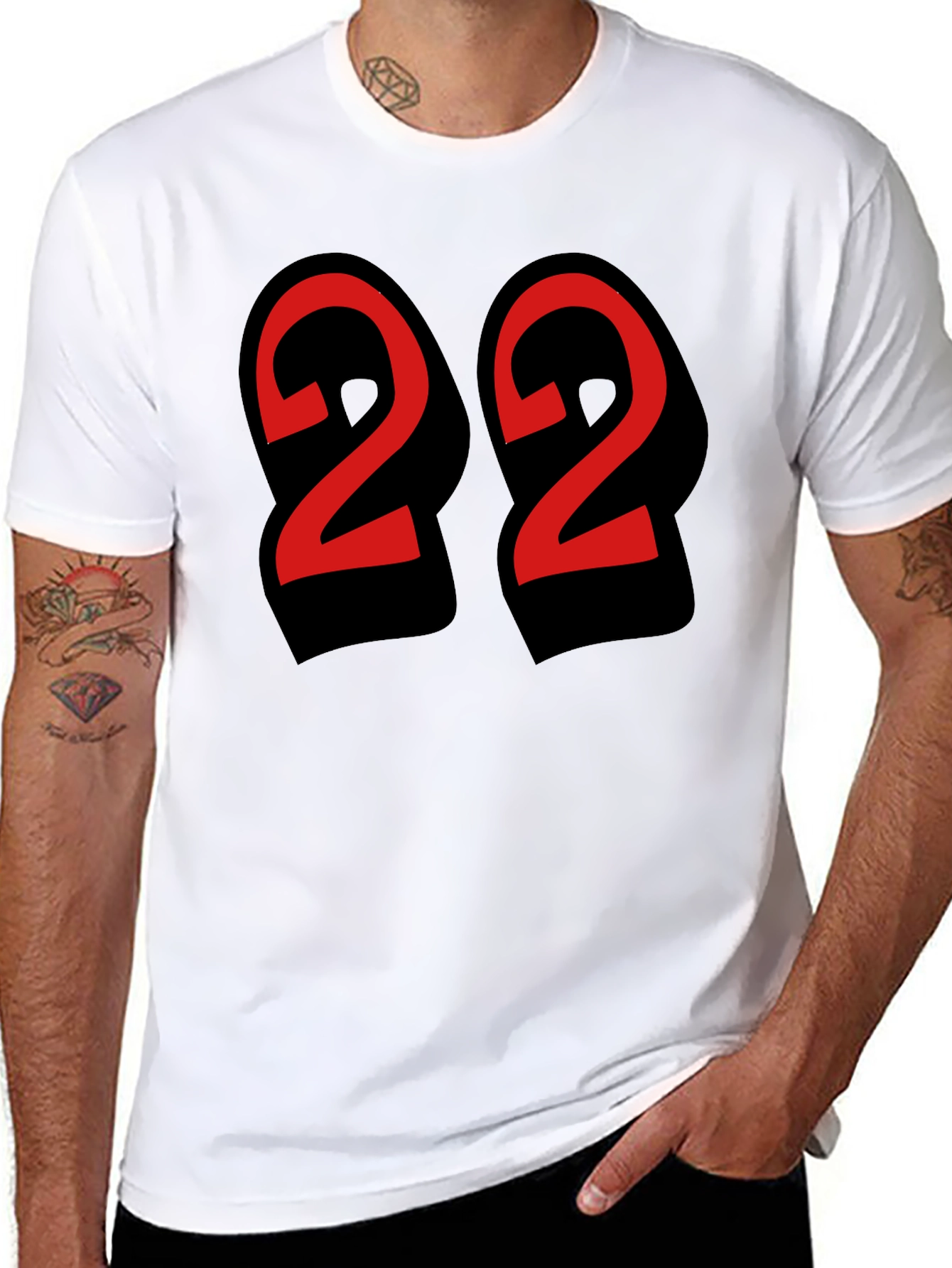 Bold Number 22 Graphic Tee - Black Cotton Blend