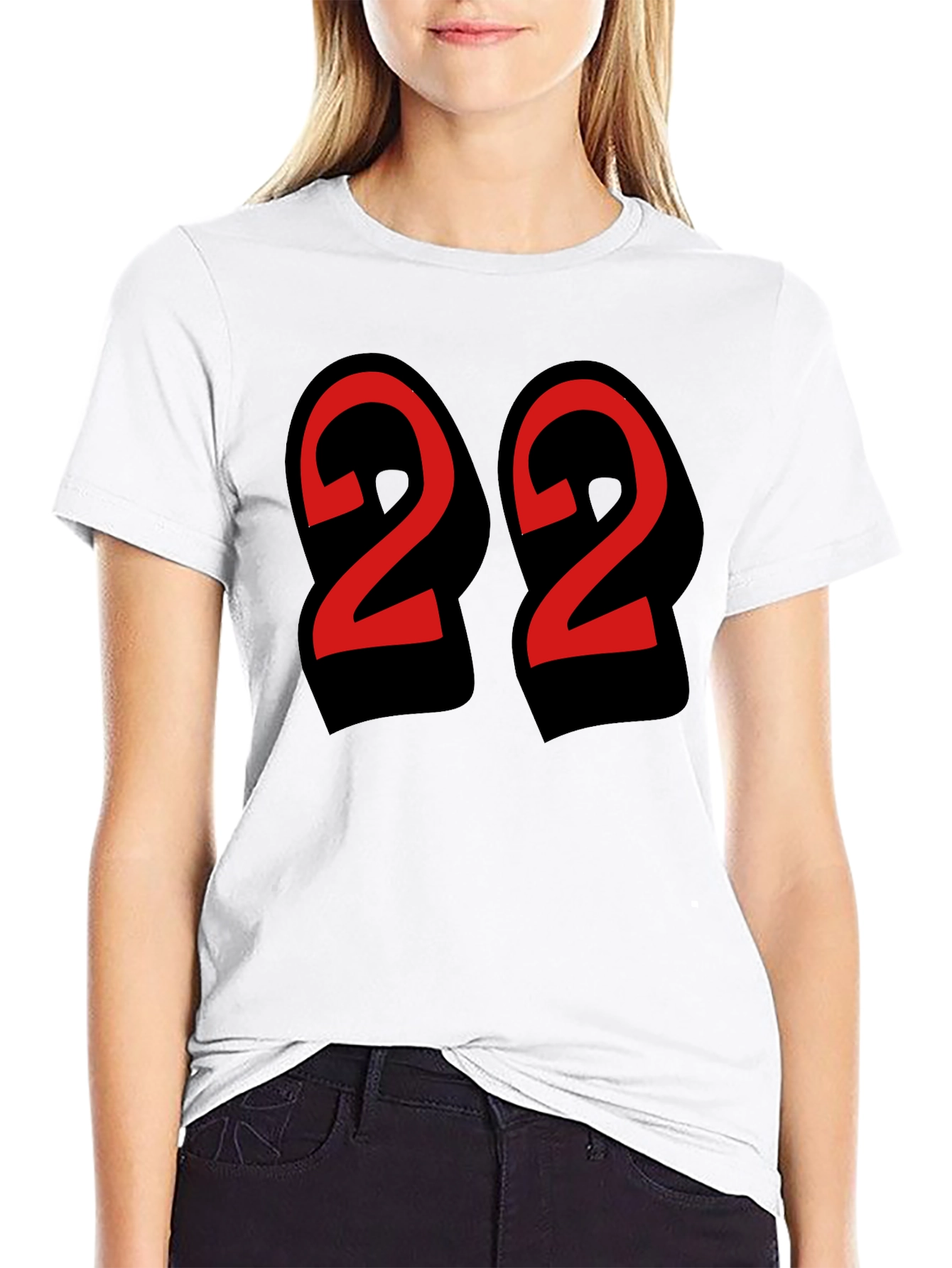 Bold Number 22 Graphic Tee - Black Cotton Blend