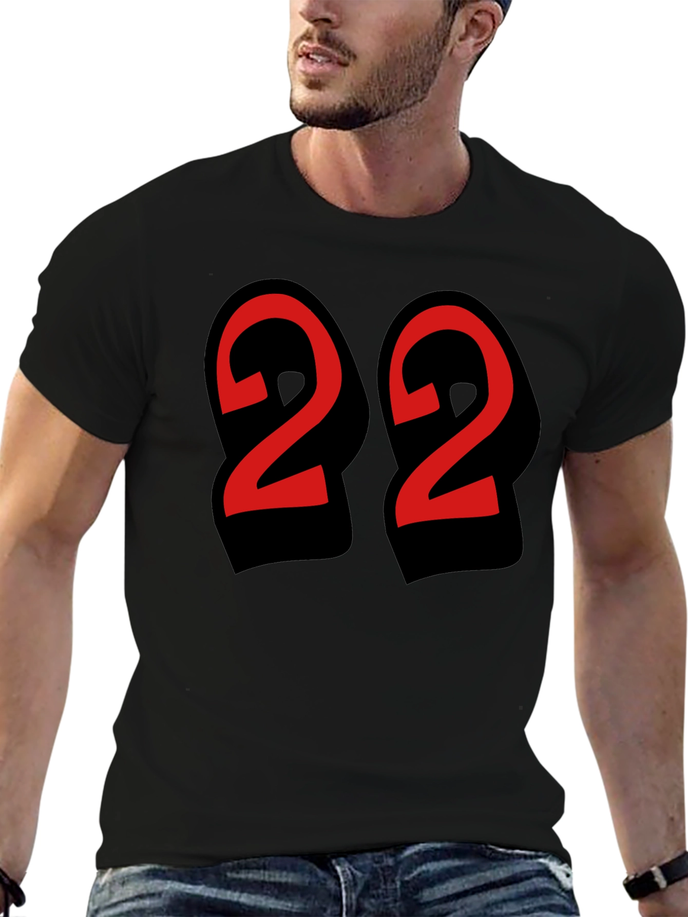 Bold Number 22 Graphic Tee - Black Cotton Blend