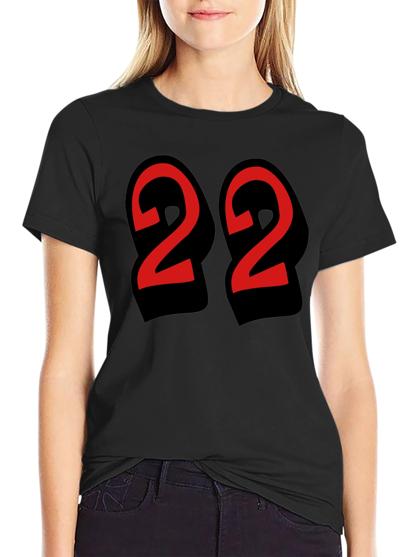 Bold Number 22 Graphic Tee - Black Cotton Blend