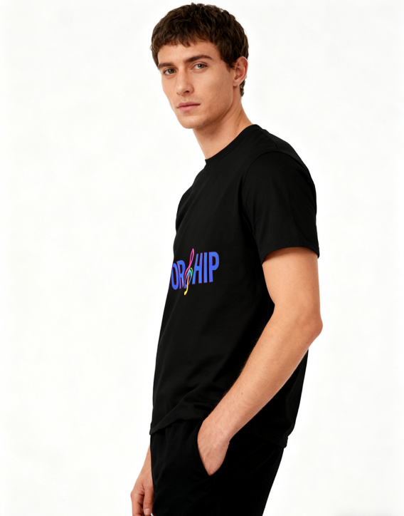 Worship Music Note T-Shirt - 100% Cotton, Vibrant Tee for Church & Casual Occasions