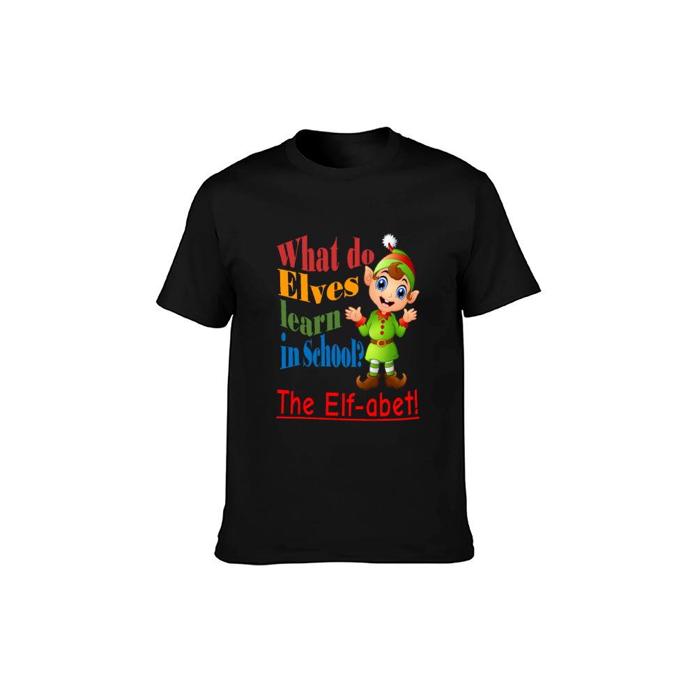 Whimsical "What Do Elves Learn in School?" Pun T-Shirt - 100% Cotton | Fun Christmas Gift | Cute Holiday Humor Tee
