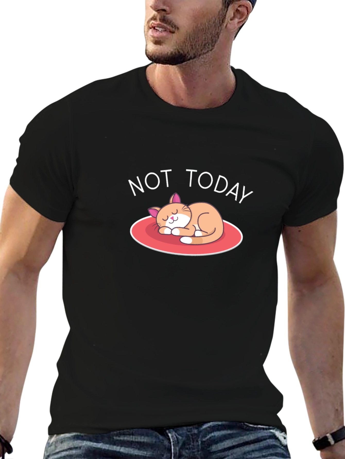 Not Today Cat Graphic T-Shirt - Relaxed Fit Tee