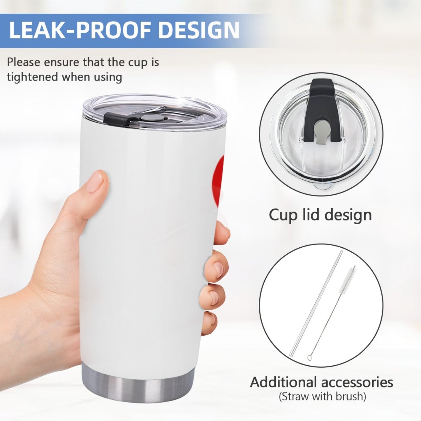 Insulated Graphic Coffee Tumbler - Stainless Steel Leak-Proof Travel Cup