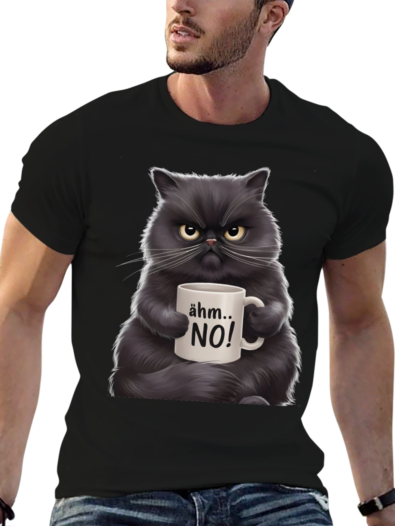 Grumpy Cat Coffee T-Shirt - Ähm... NO!