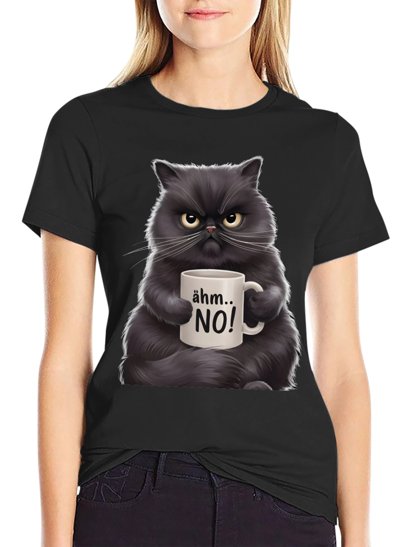 Grumpy Cat Coffee T-Shirt - Ähm... NO!