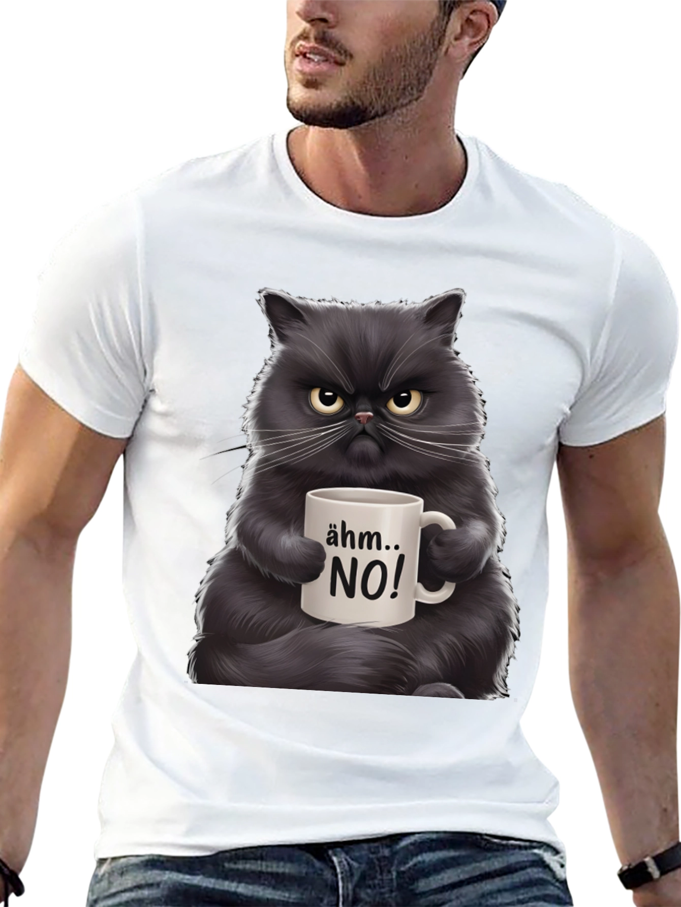 Grumpy Cat Coffee T-Shirt - Ähm... NO!